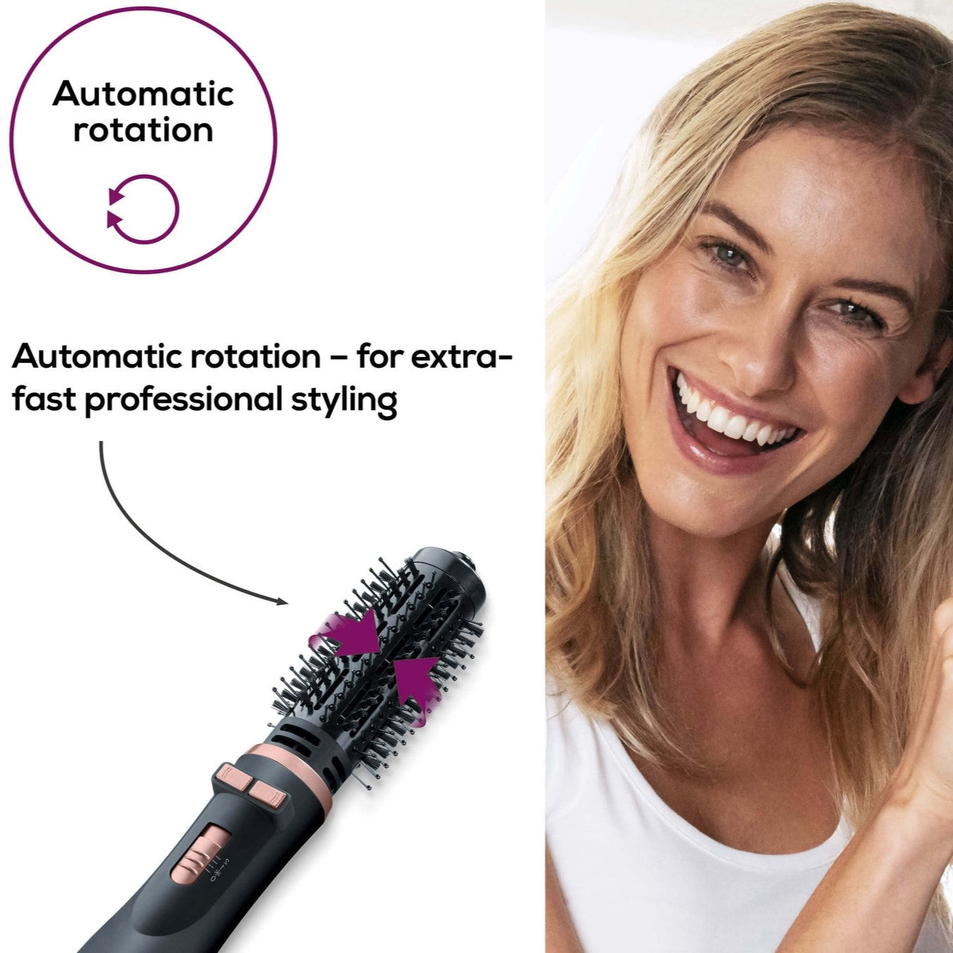 Beurer HT 80 Hot Air Brush | Rotating Hair Styler & Dryer for Volume or Curls