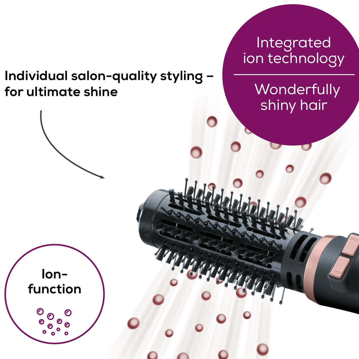Beurer HT 80 Hot Air Brush | Rotating Hair Styler & Dryer for Volume or Curls