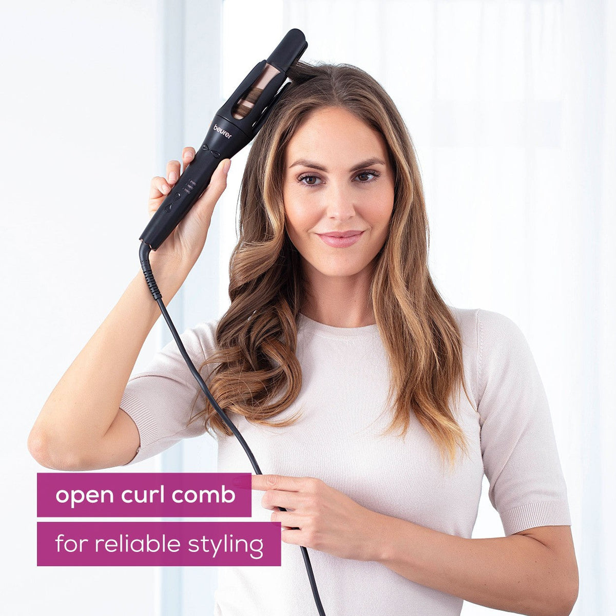 Beurer HT 75 Automatic Hair Curler with Smart Timer & 4-Way Ion Outlet