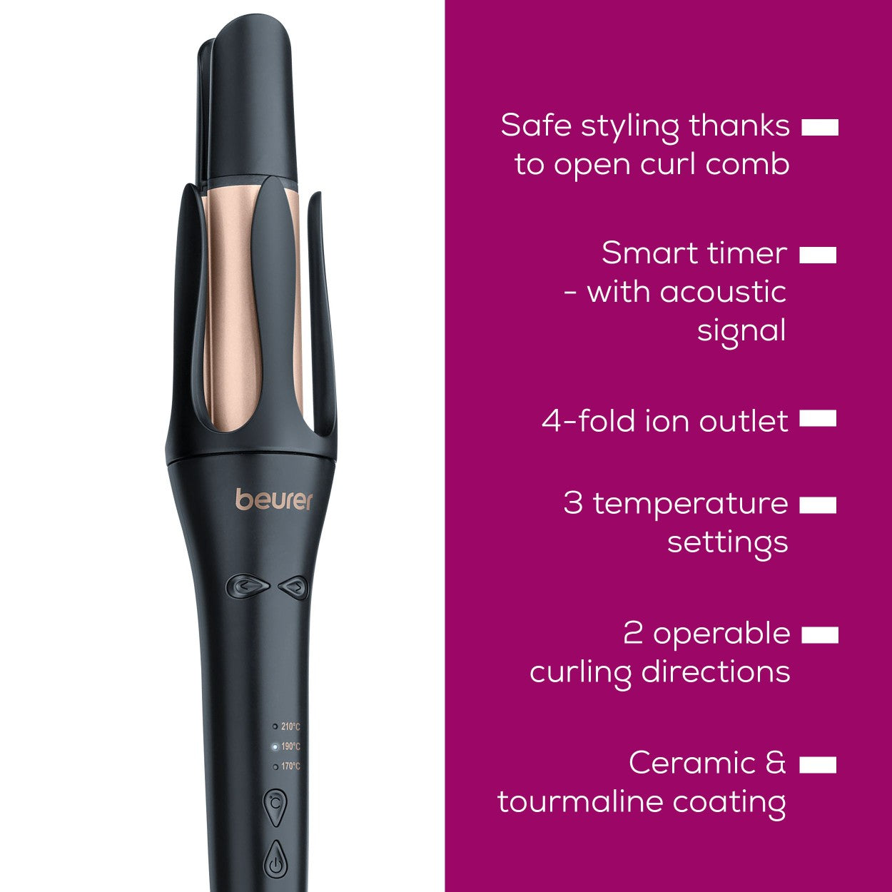 Beurer HT 75 Automatic Hair Curler with Smart Timer & 4-Way Ion Outlet