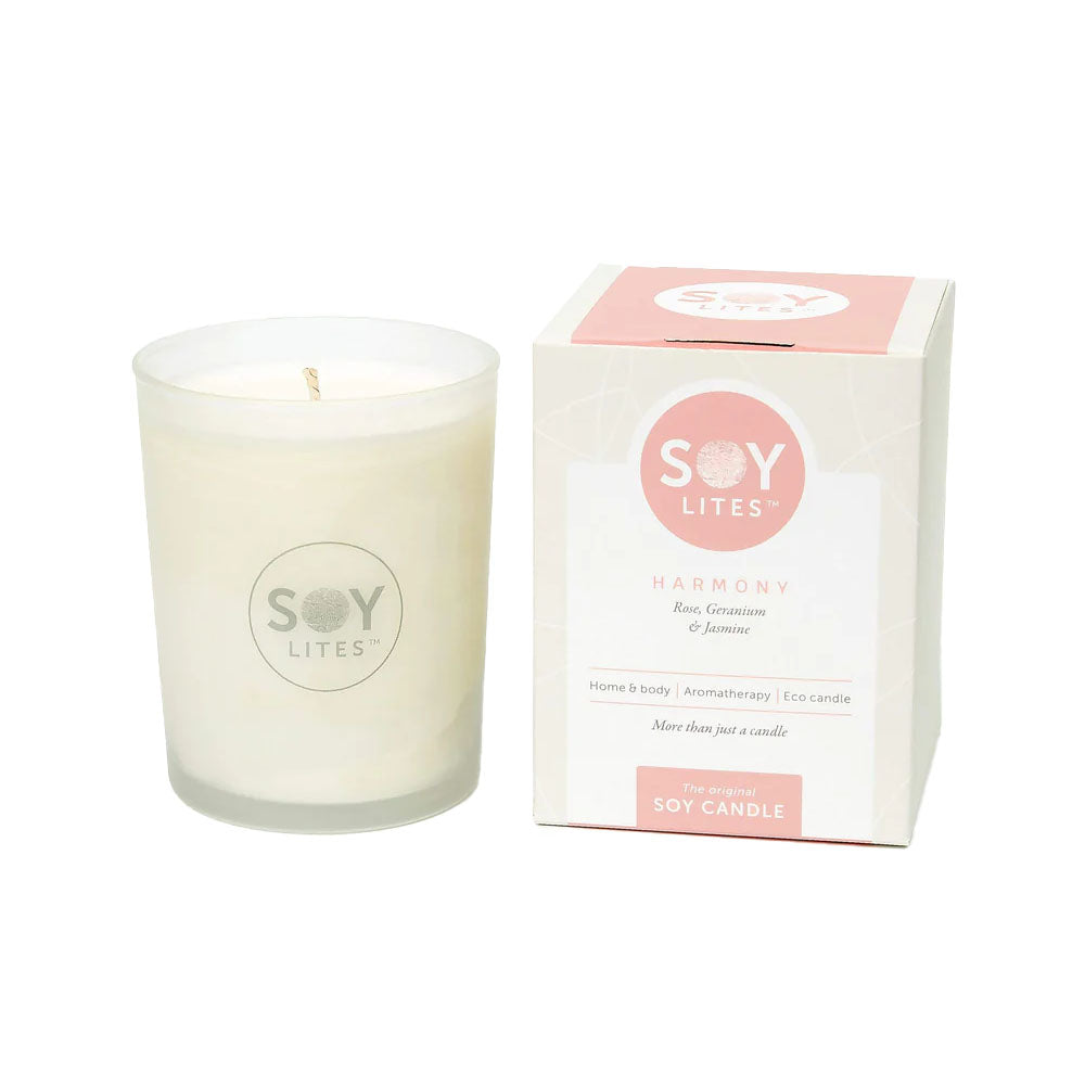 SoyLites Harmony Moisturising Candle - Rose, Geranium & Jasmine (220ml)
