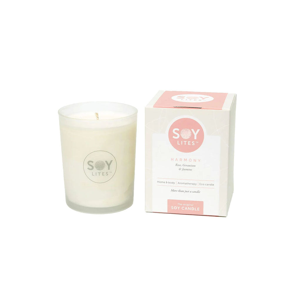 SoyLites Harmony Moisturising Candle - Rose, Geranium & Jasmine (70ml)