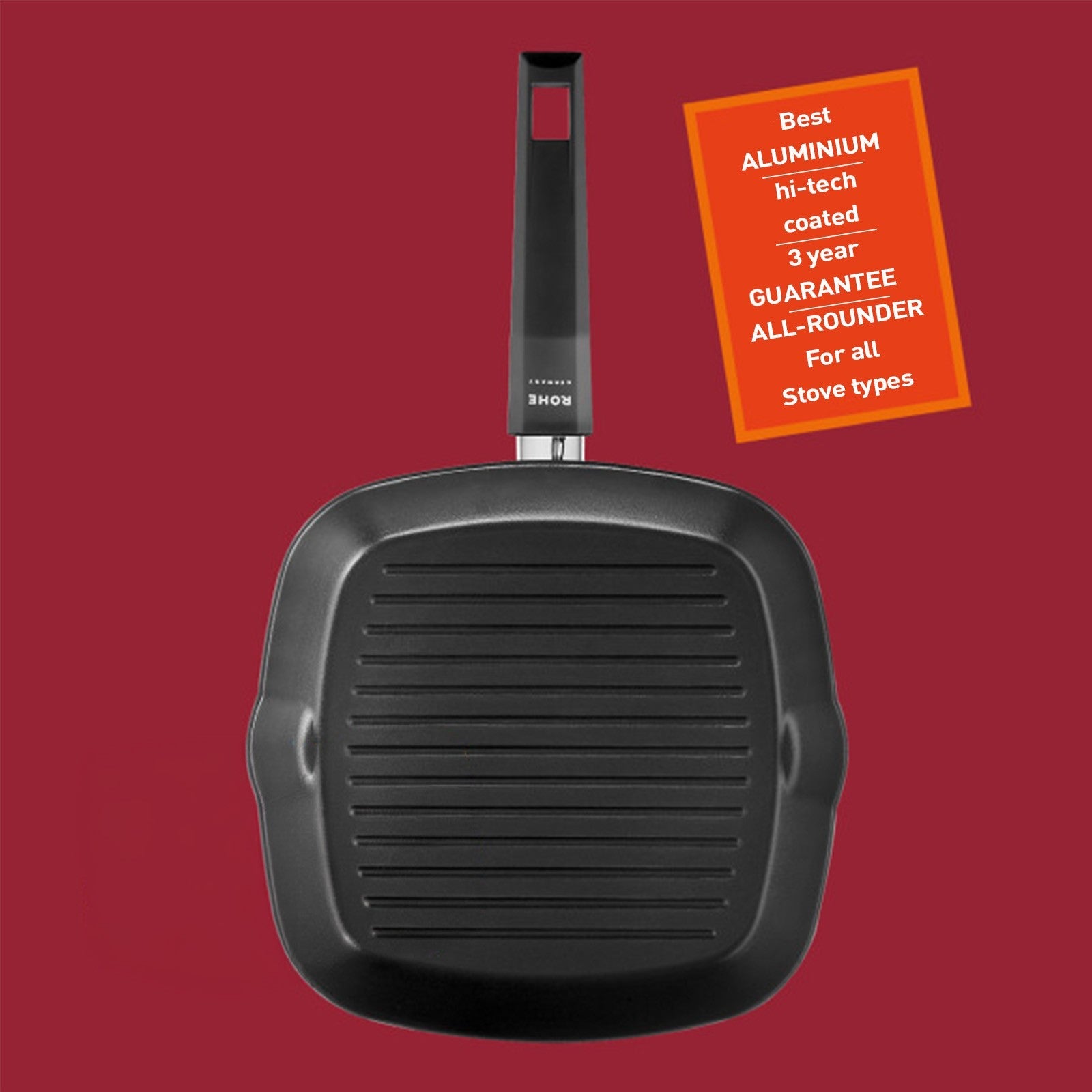 ROHE Germany Grill Pan with Non-Stick Hi-Tech Coating "Henry" 28 x 28cm