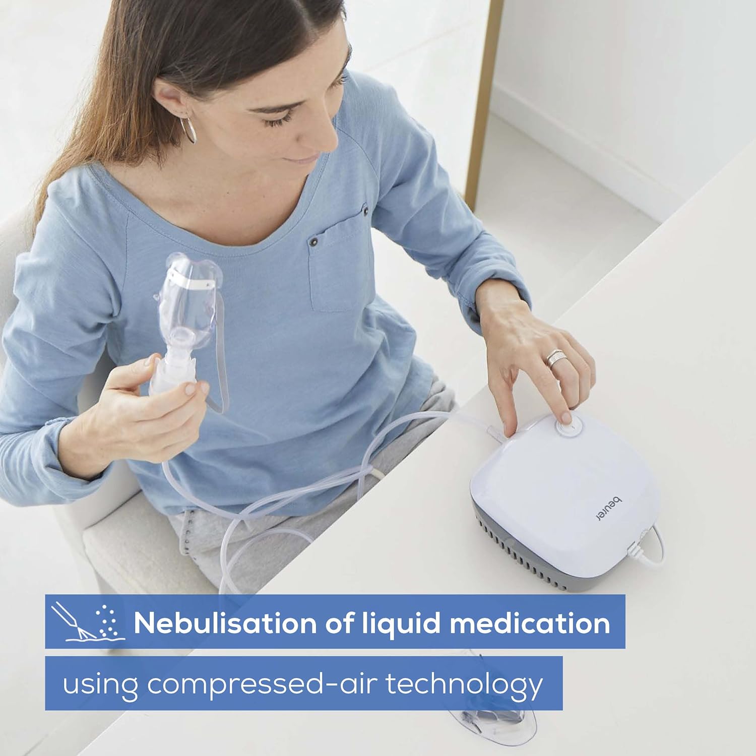 Beurer IH 18 Compressed Air Technology Nebuliser Including Accessories - Fast, Effective Upper & Lower Airway Relief