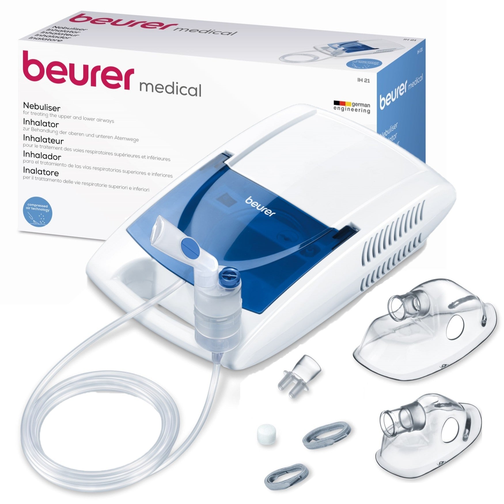Beurer IH 21 Nebuliser: Compressed Air Technology Respiratory Treatment of Children & Adults IH 21 Nebulizer