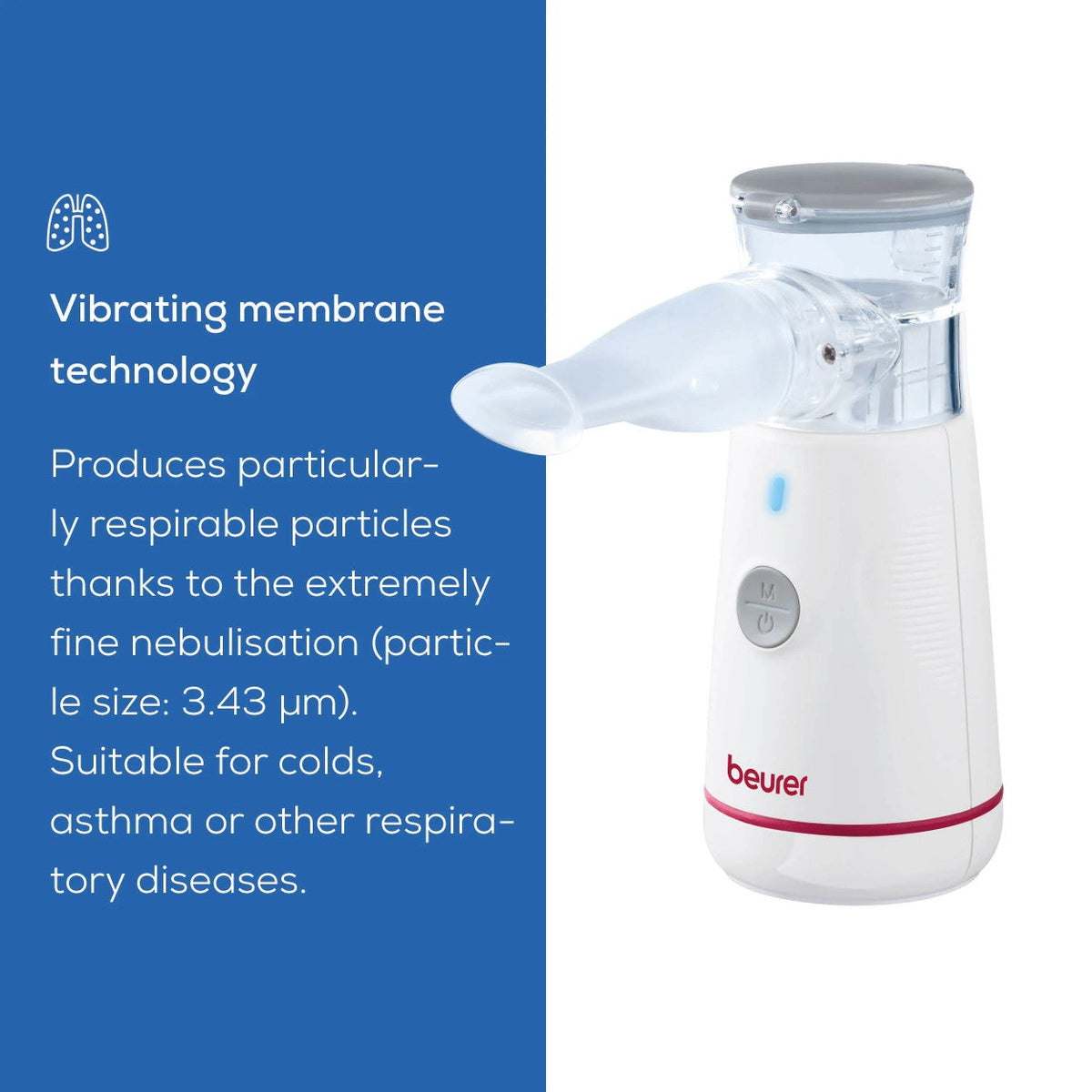 Beurer IH 47 Portable Nebuliser Ideal for Adults, Children & Travel. USB Rechargeable