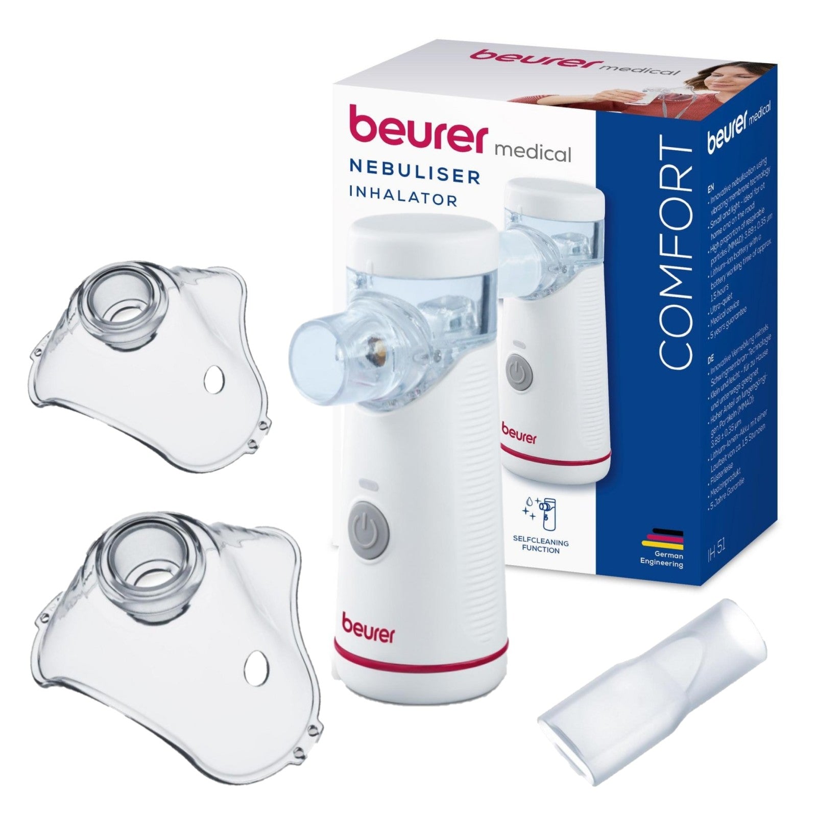 Beurer IH 51 Nebuliser: Rechargeable, Portable, Self-Cleaning, Suitable for Adults & Children