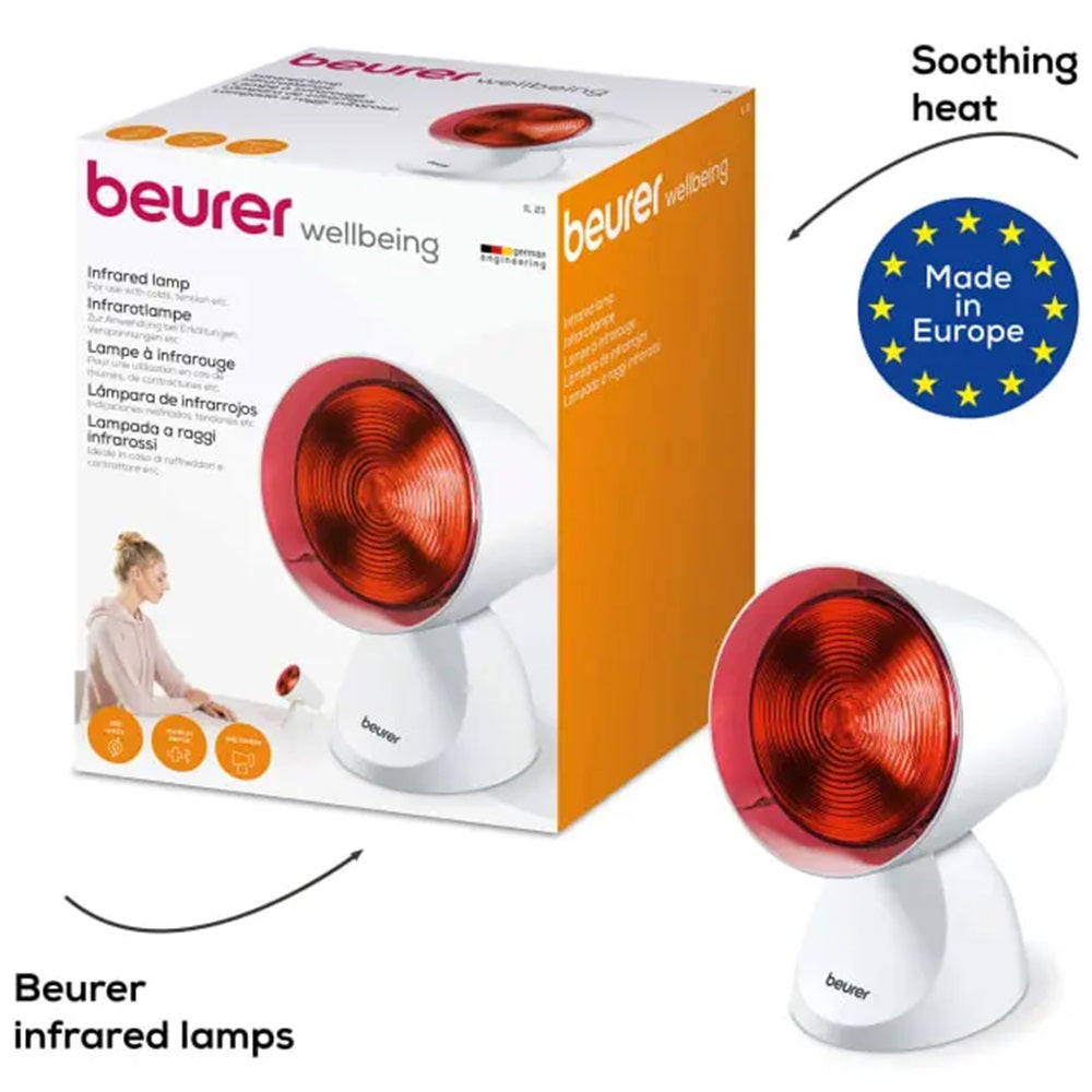 Beurer Germany IL 21 Infrared Heat Lamp 150W: Heal & Soothe Colds, Injury & Pain