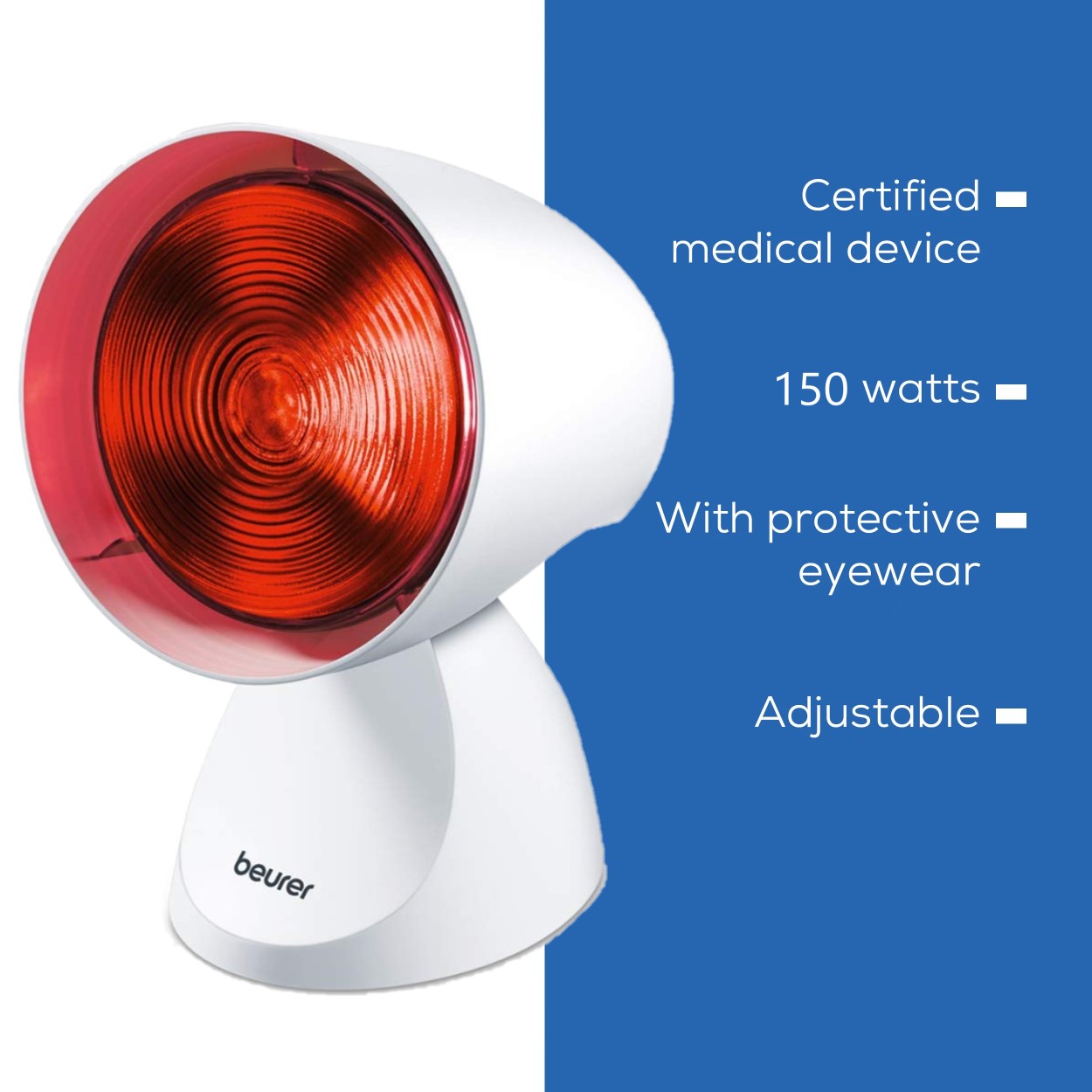 Beurer Germany IL 21 Infrared Heat Lamp 150W: Heal & Soothe Colds, Injury & Pain