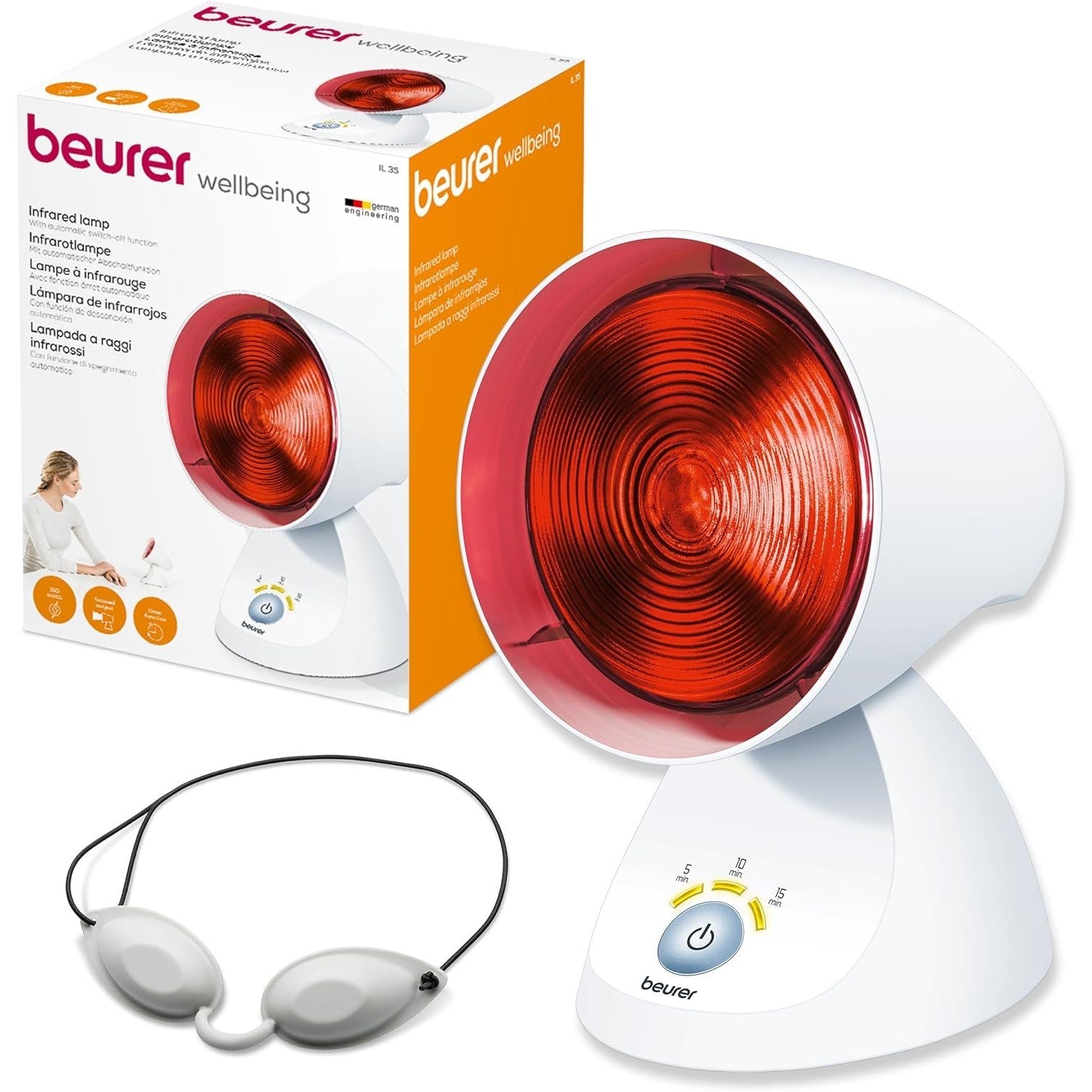 Beurer IL 35 Infrared Heat Lamp with Timer for Pain & Cold Relief, Muscle Strain