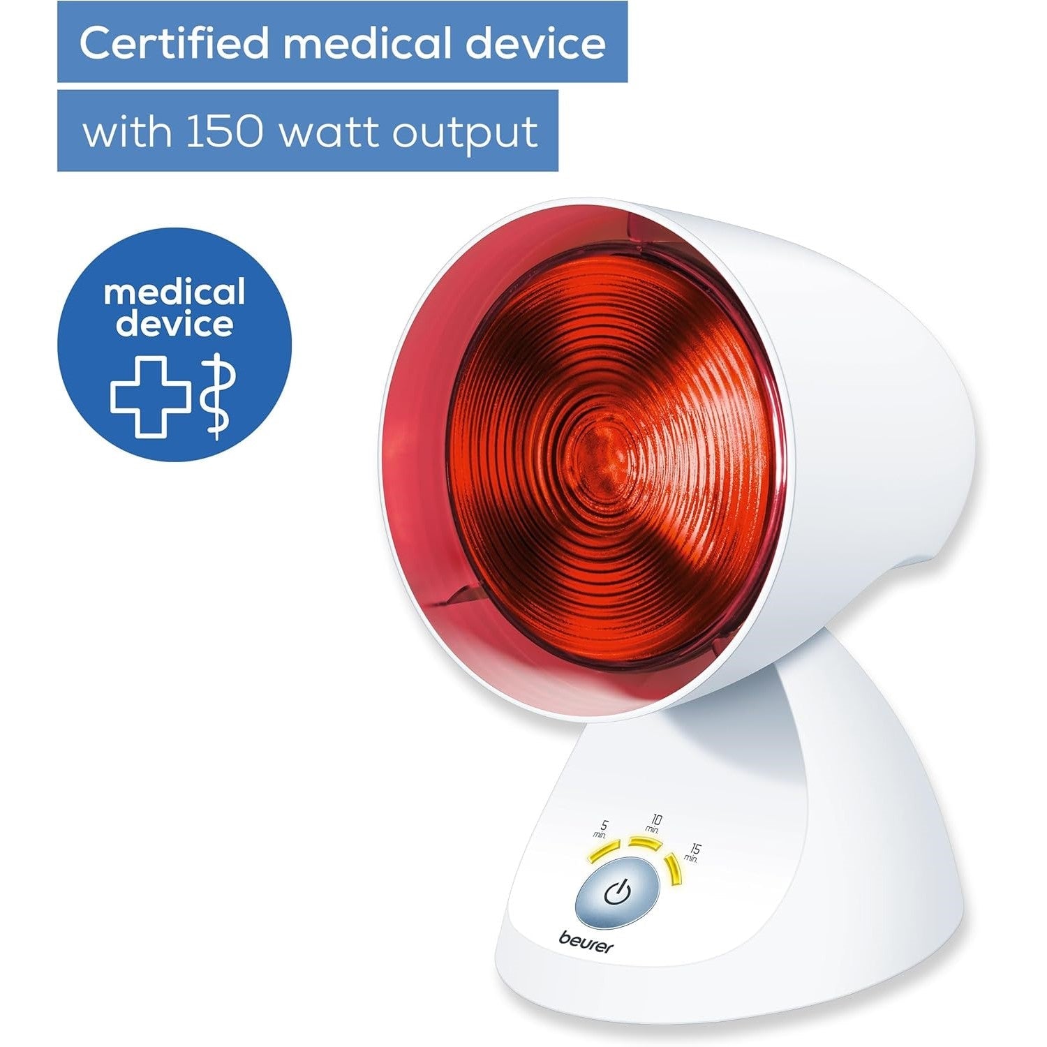 Beurer IL 35 Infrared Heat Lamp with Timer for Pain & Cold Relief, Muscle Strain