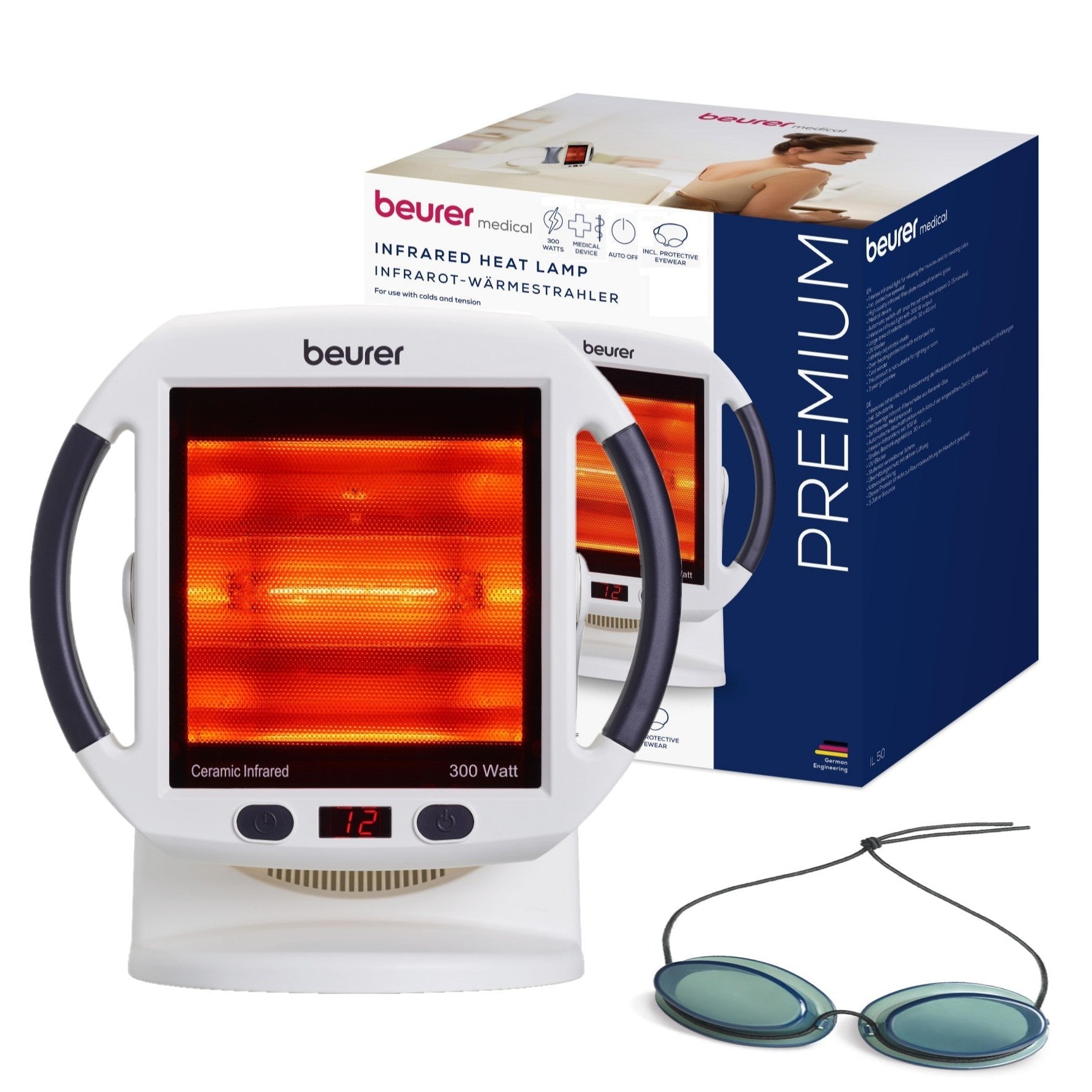 Beurer IL 50 Infrared Heat Lamp | Soothes Colds, Muscle & Joint Strain | Improves Skin Health | 300W