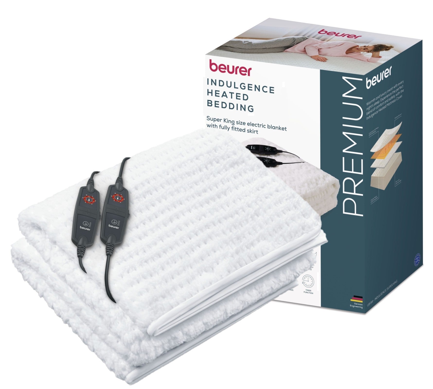 Beurer Germany Indulgence Heated Electric Blanket Mattress Topper | Dual Controls | 6 Heat Settings | Low Energy Use | Super King XL (180 x 200 cm)
