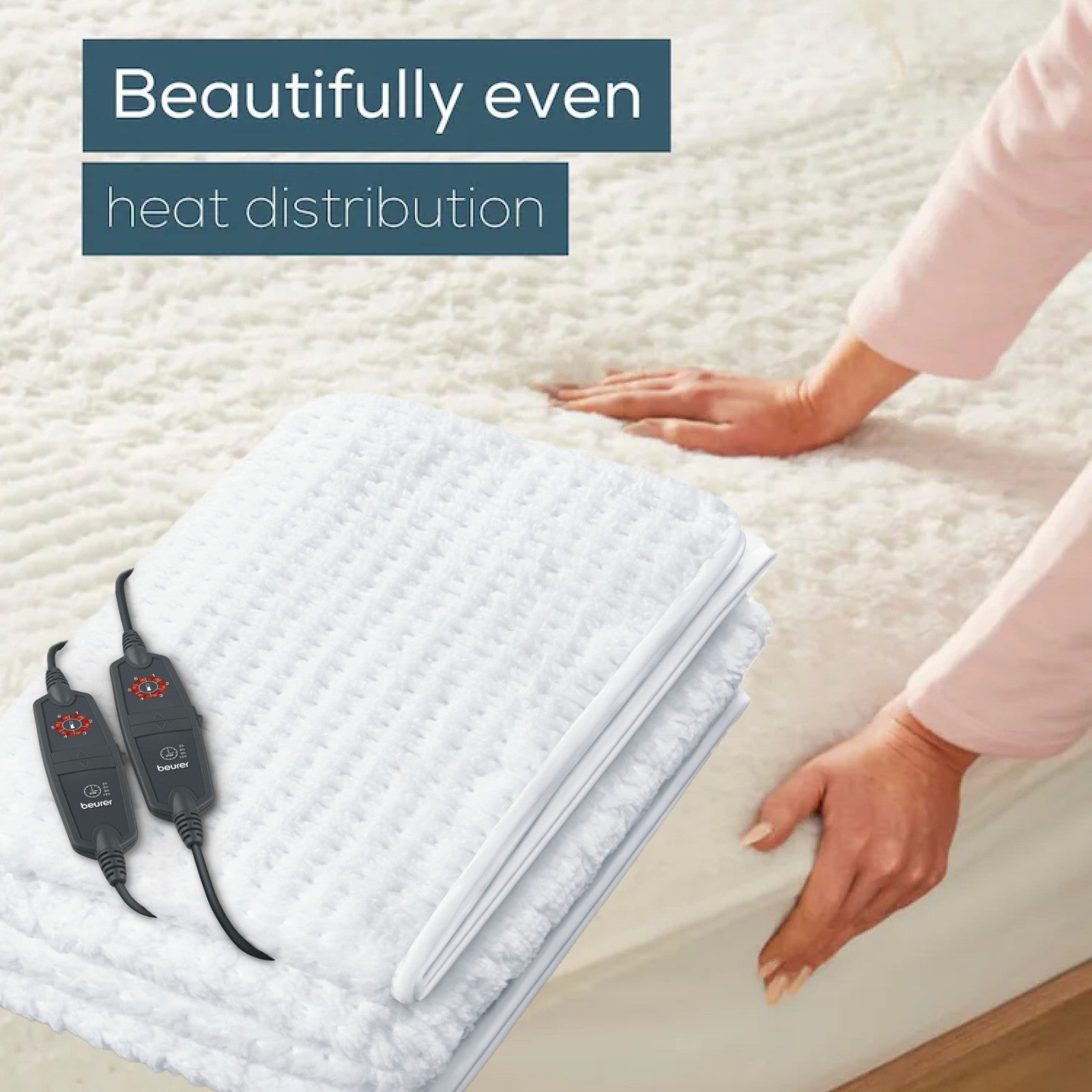 Beurer Germany Indulgence Heated Electric Blanket Mattress Topper | Dual Controls | 6 Heat Settings | Low Energy Use | Super King XL (180 x 200 cm)
