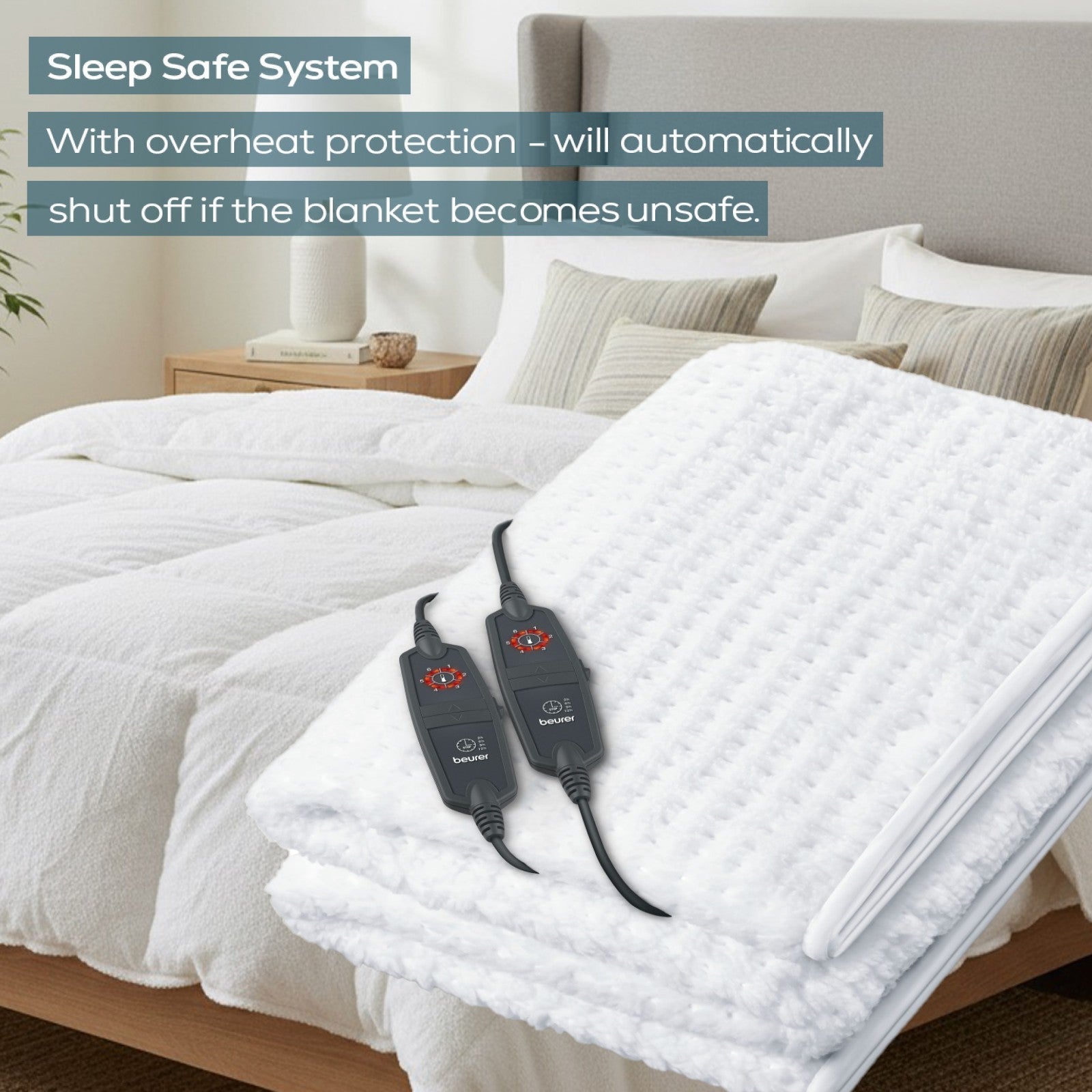 Beurer Germany Indulgence Heated Electric Blanket Mattress Topper | Dual Controls | 6 Heat Settings | Low Energy Use | Super King XL (180 x 200 cm)