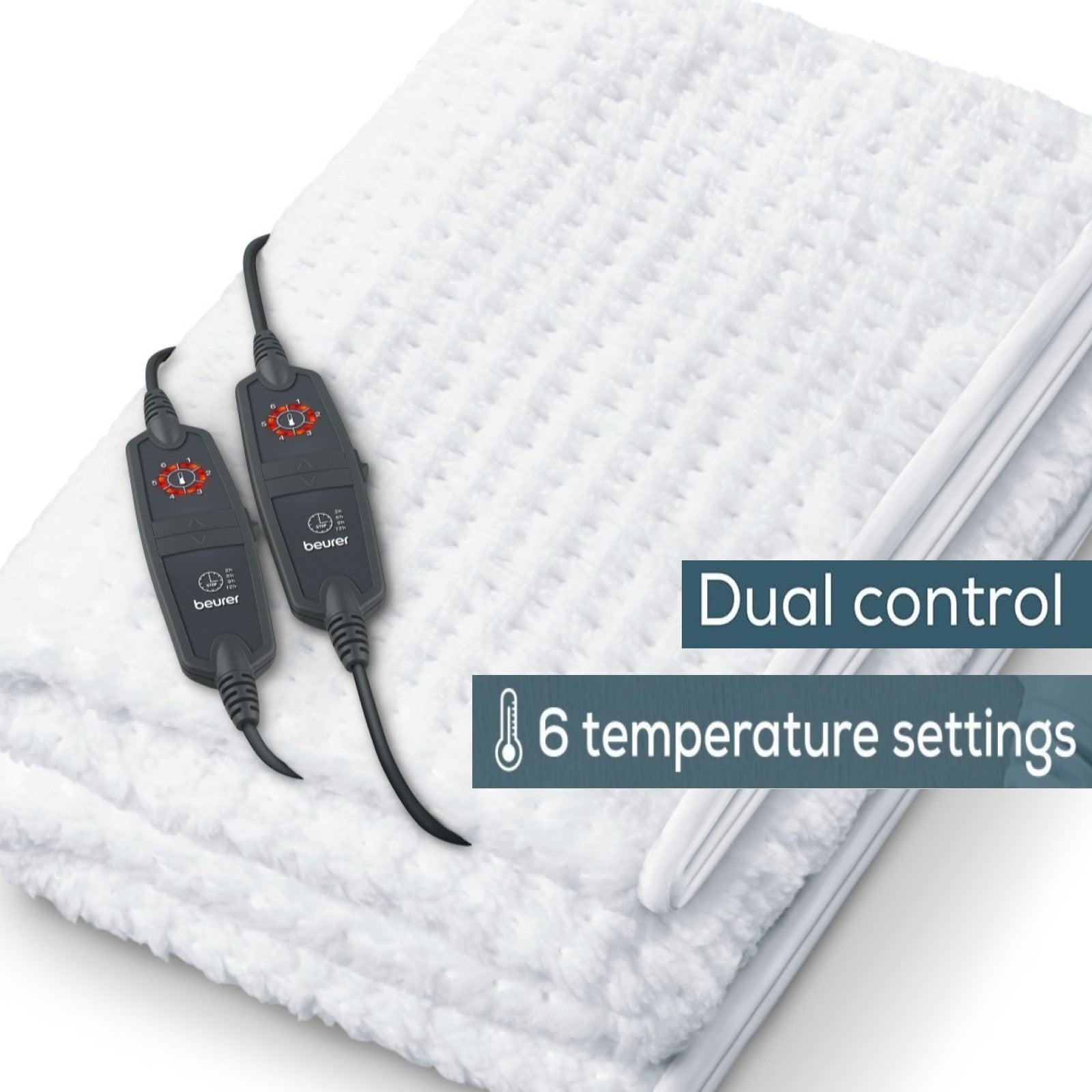 Beurer Germany Indulgence Heated Electric Blanket Mattress Topper | Dual Controls | 6 Heat Settings | Low Energy Use | Super King XL (180 x 200 cm)