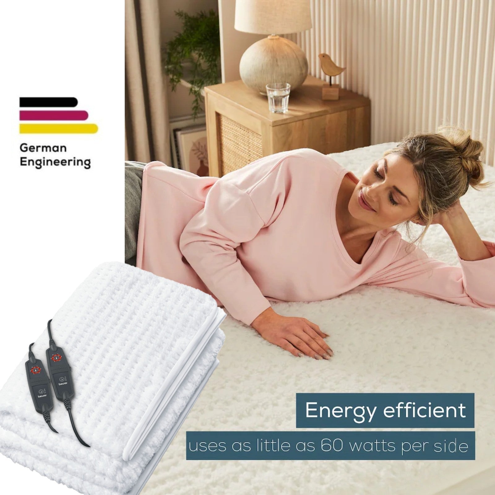 Beurer Germany Indulgence Heated Electric Blanket Mattress Topper | Dual Controls | 6 Heat Settings | Low Energy Use | Super King XL (180 x 200 cm)