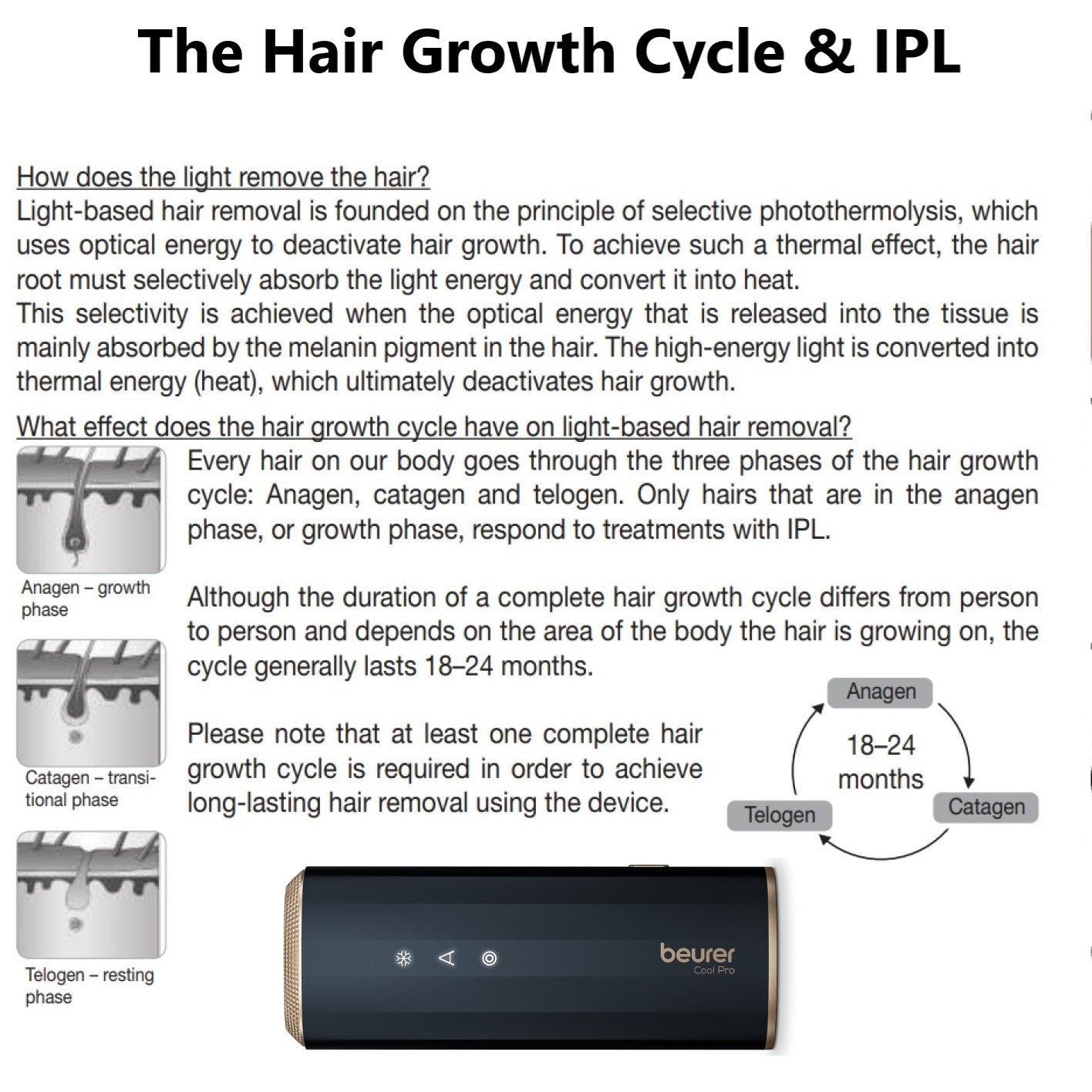 Beurer IPL 7800 Cool Pro: IPL Laser Technology Home Hair Removal Device with Cooling Function for Face & Body