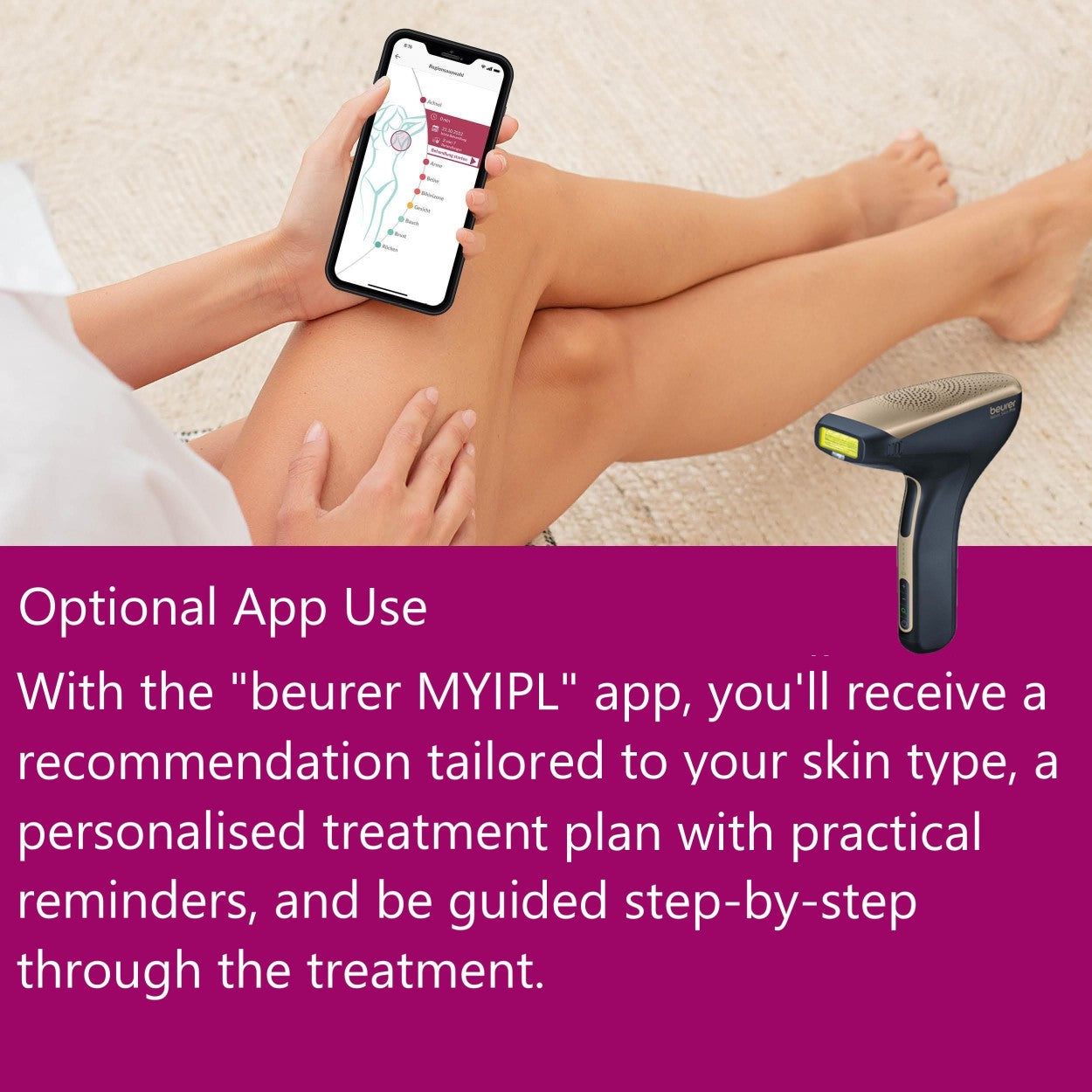Beurer IPL Laser Hair Removal Device: Cordless IPL 8800+App for Face & Body