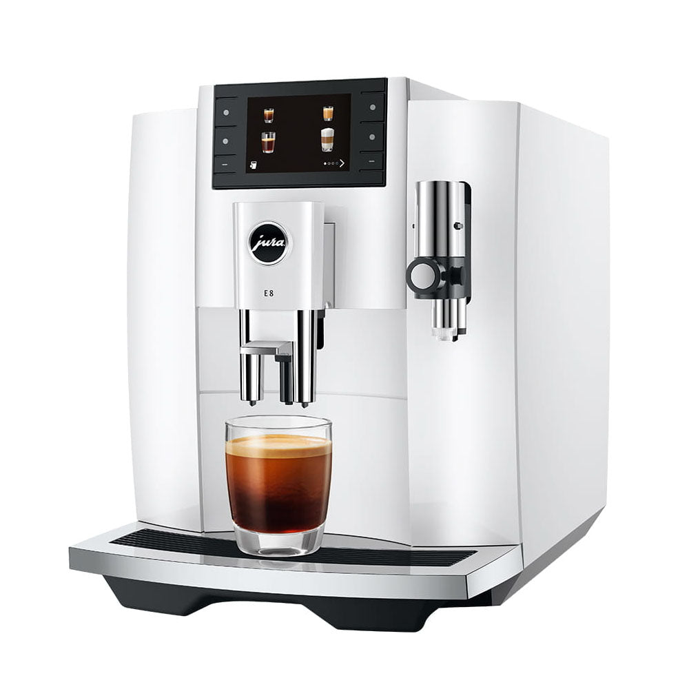 Jura E8 Coffee Machine - Piano White (Latest Gen)