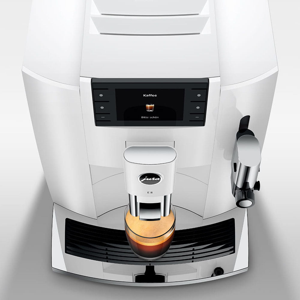 Jura E8 Coffee Machine - Piano White (Latest Gen)