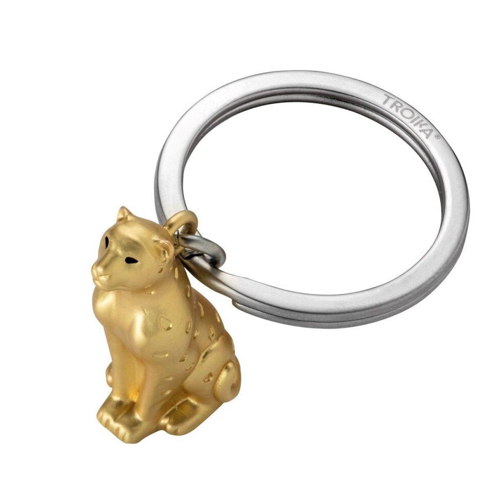 TROIKA Keyring: Leopard – LEOPOLD Metal Keyring in Gold Colour Troika