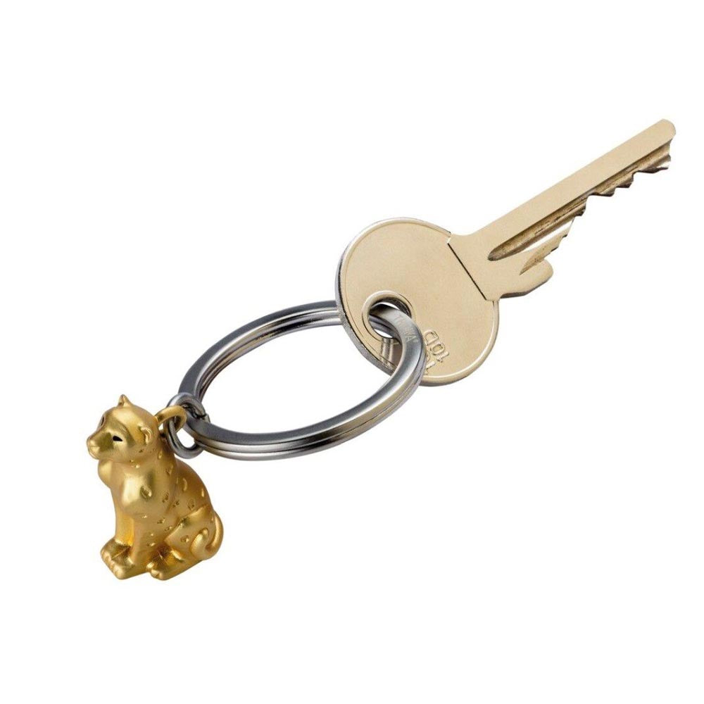 TROIKA Keyring: Leopard – LEOPOLD Metal Keyring in Gold Colour Troika