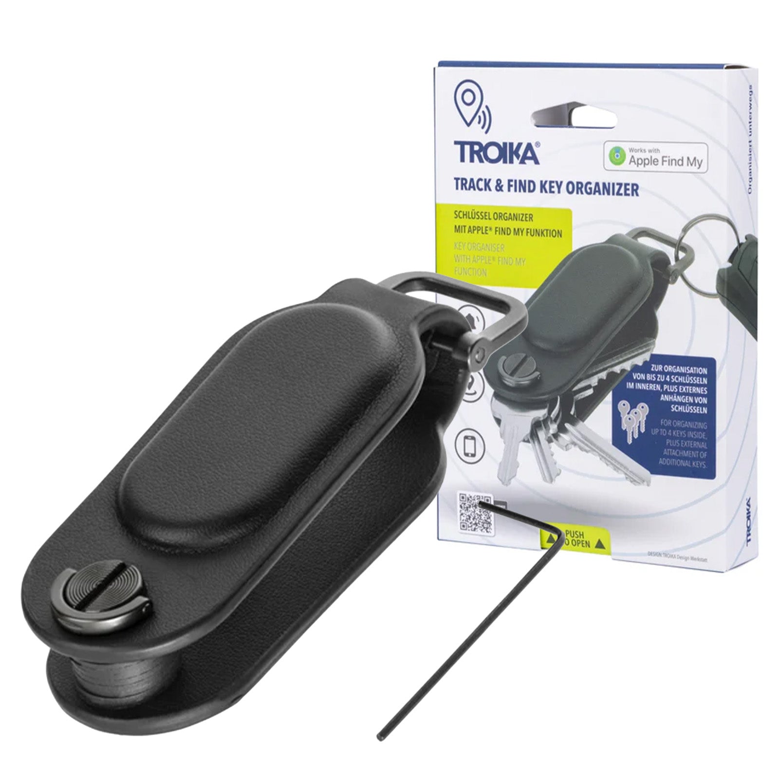 TROIKA Germany Apple Find My Key Organiser | Holds up to 4 Keys | Black