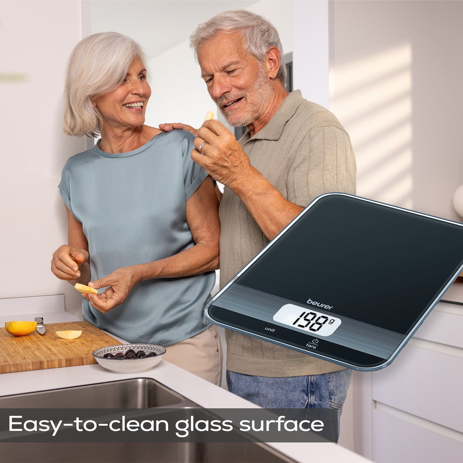 Beurer Germany KS 19 Digital Kitchen Scale | 1g Increments to 5kg. Tare Mode. Glass | Sleek Black