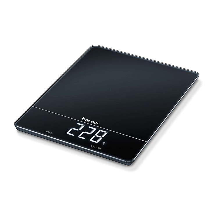 Beurer KS 34 Digital Glass Kitchen Scale: XL 15kg Weight Capacity. 1g Increments. Large LED Display