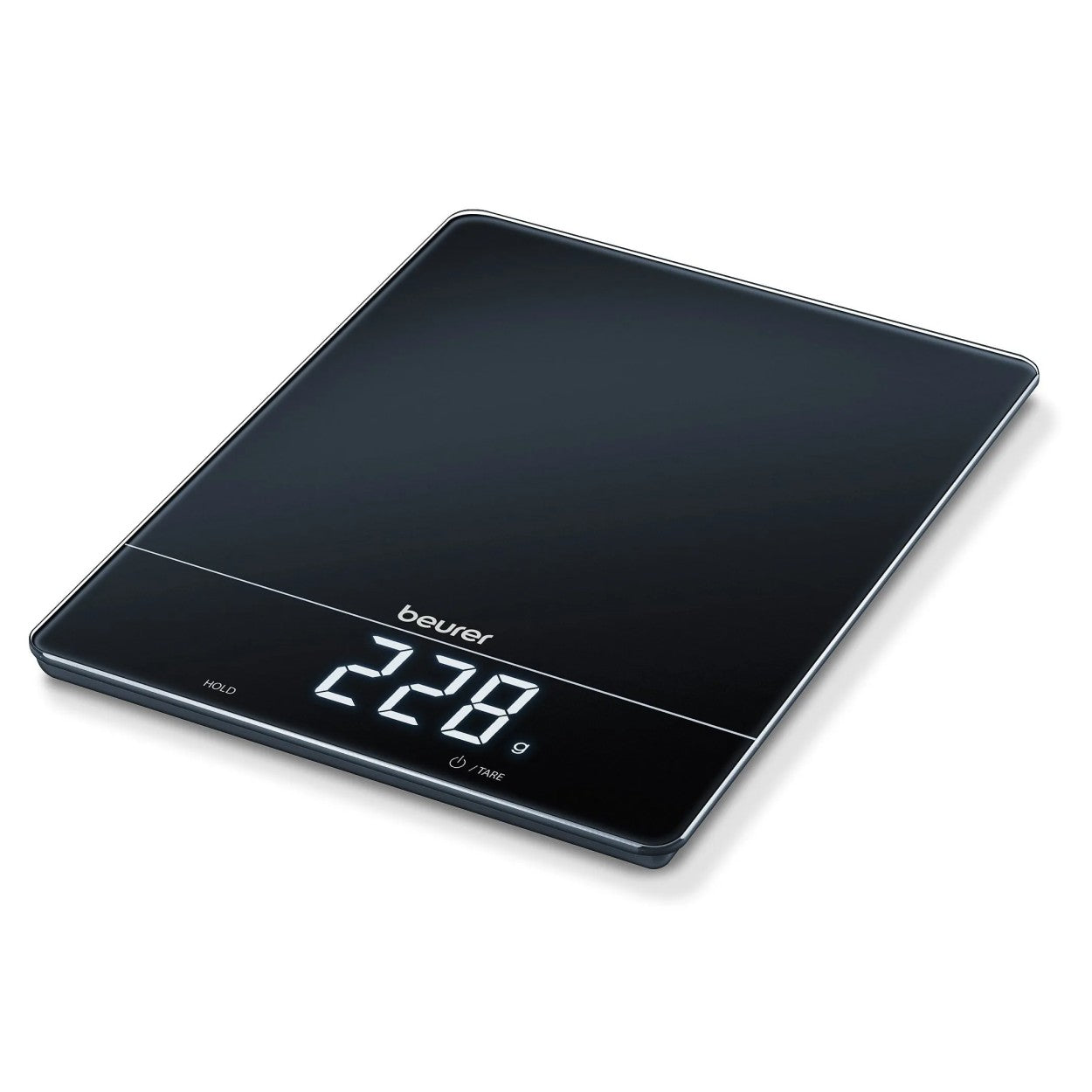 Beurer KS 34 Digital Glass Kitchen Scale: XL 15kg Weight Capacity. 1g Increments. Large LED Display