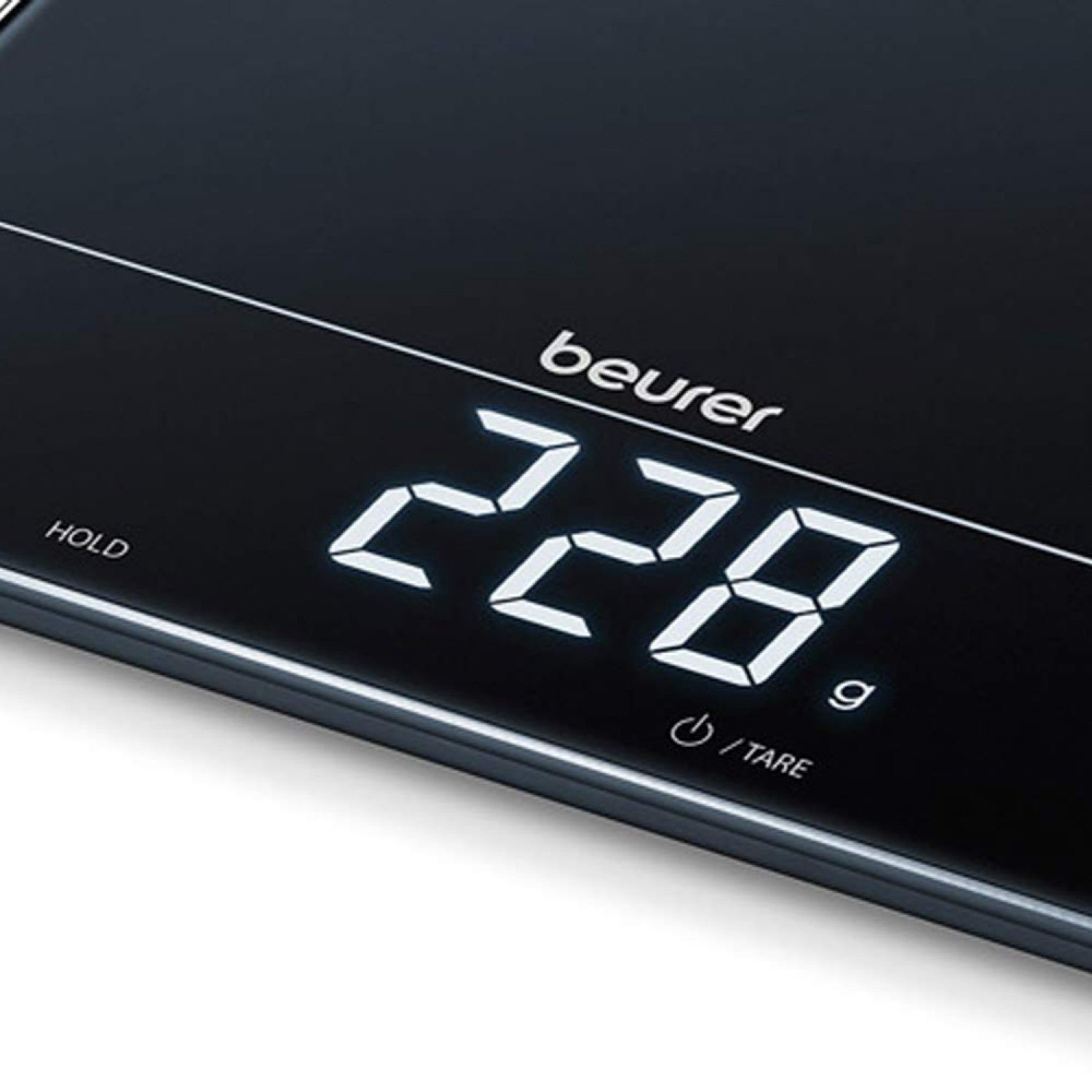 Beurer KS 34 Digital Glass Kitchen Scale: XL 15kg Weight Capacity. 1g Increments. Large LED Display
