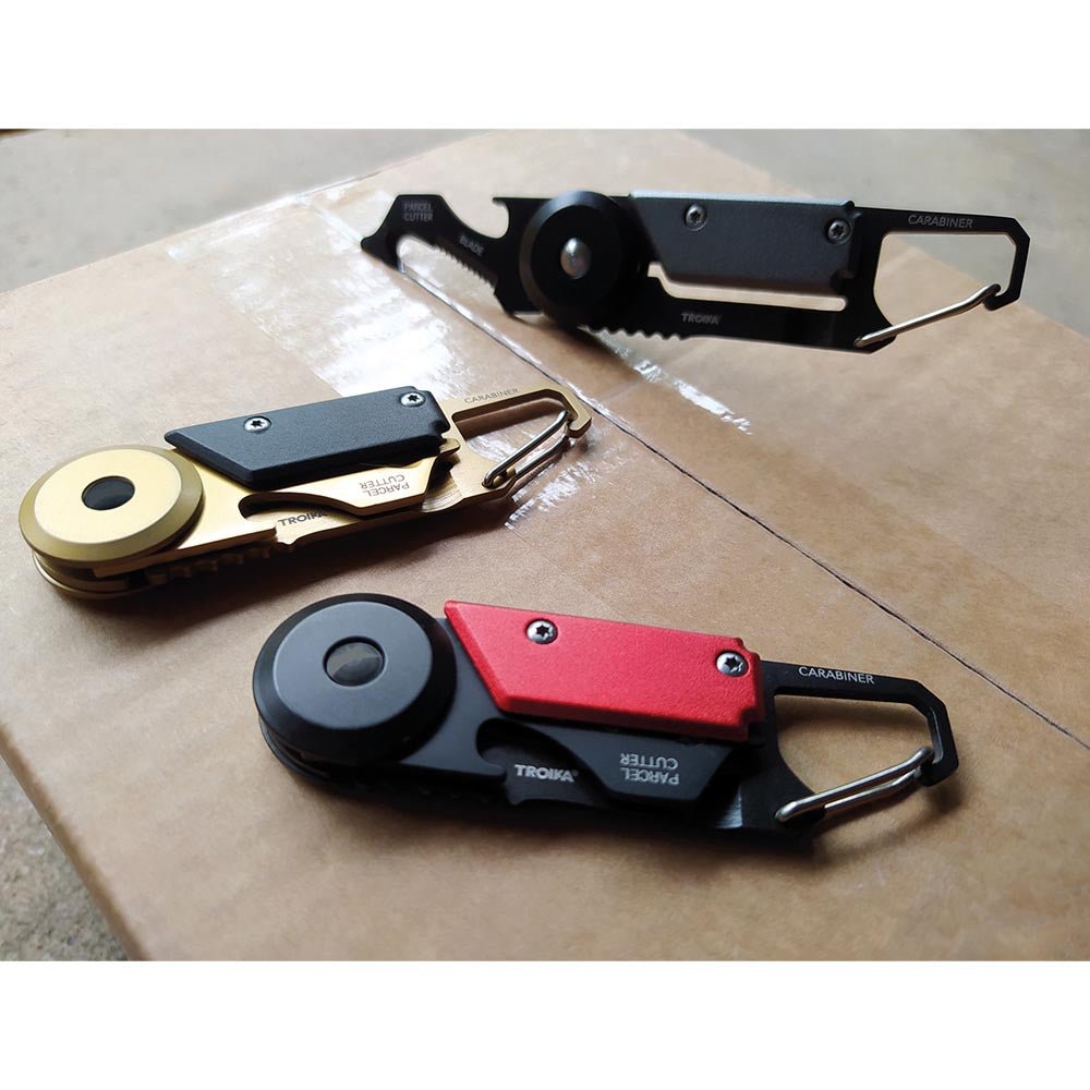 TROIKA Pocket Multi-Tool: 5 Functions with Parcel Knife EGON Black/Red