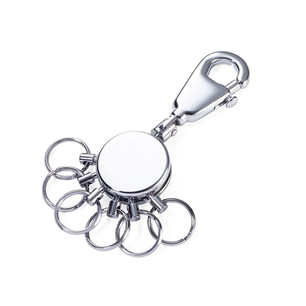 TROIKA Germany Keyring with Clip and 6 Rings, Silver
