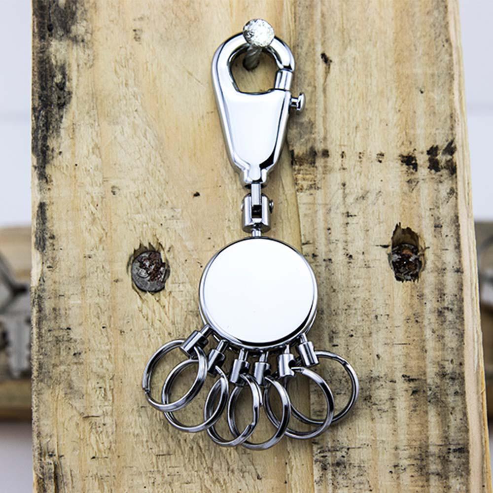 TROIKA Germany Keyring with Clip and 6 Rings, Silver