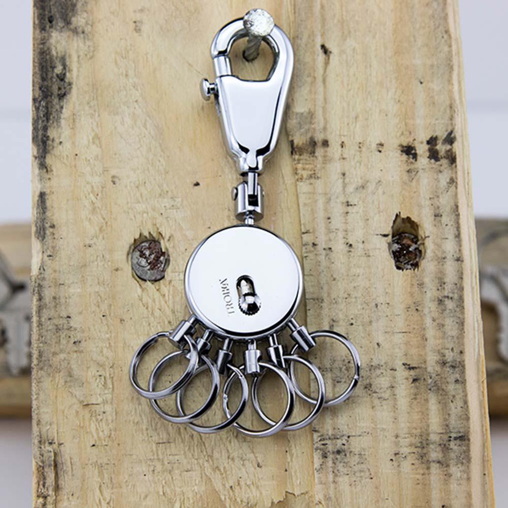 TROIKA Germany Keyring with Clip and 6 Rings, Silver