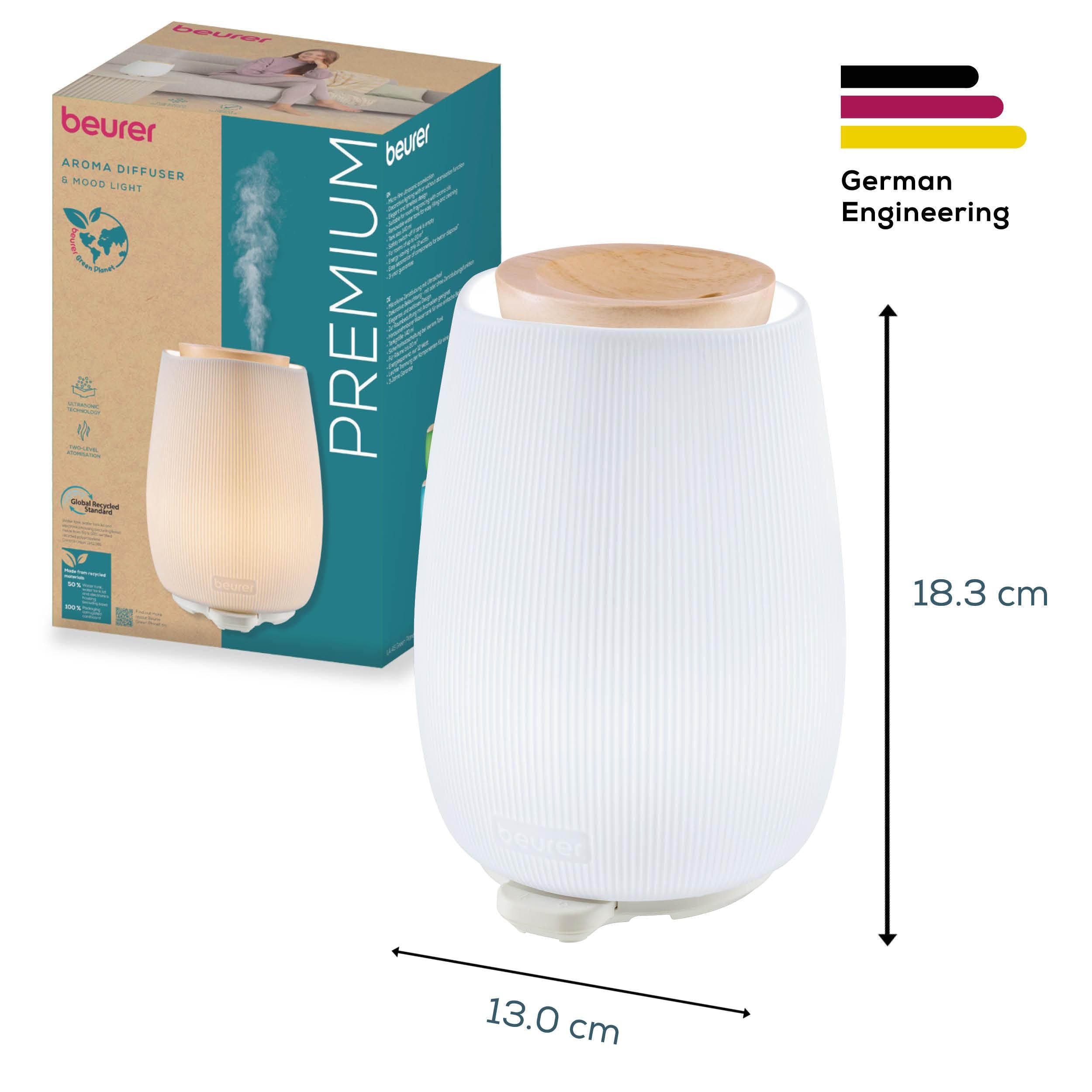 Beurer LA 45 Aroma Diffuser | Ultrasonic Mist, 9-Colour LED Lights | Aromatherapy, Essential Oils & Home Scenting | Rooms to 20m²