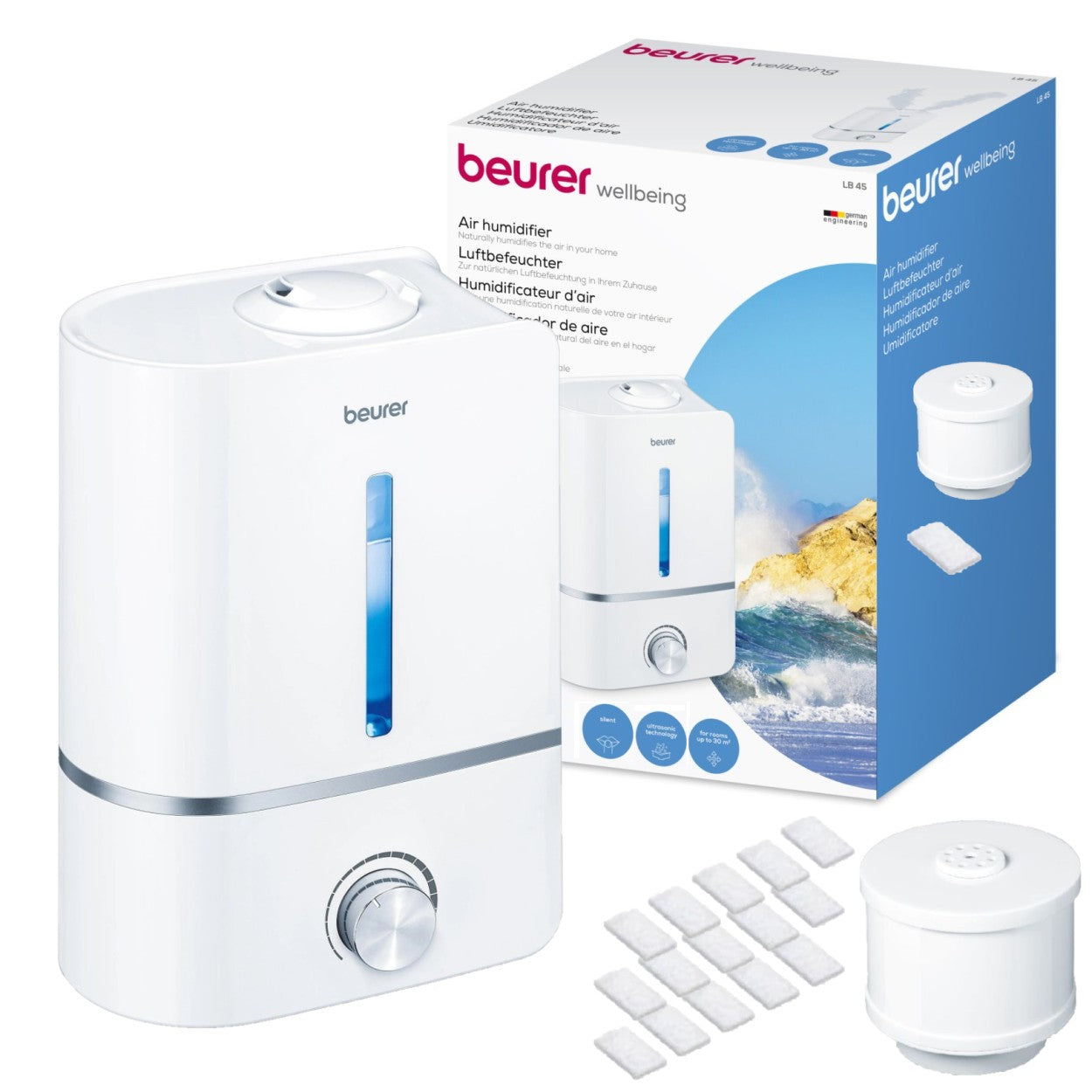 Beurer Germany LB 45 Ultrasonic Air Humidifier & Optional Aroma Oil Diffuser | Maximum 30m² Rooms