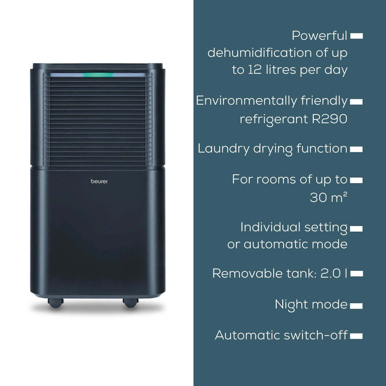 Beurer LE 150 Air Dehumidifier Removes Excess Moisture to Prevent Mould, Condensation & Musty Odours. For Rooms up to Max 30m²