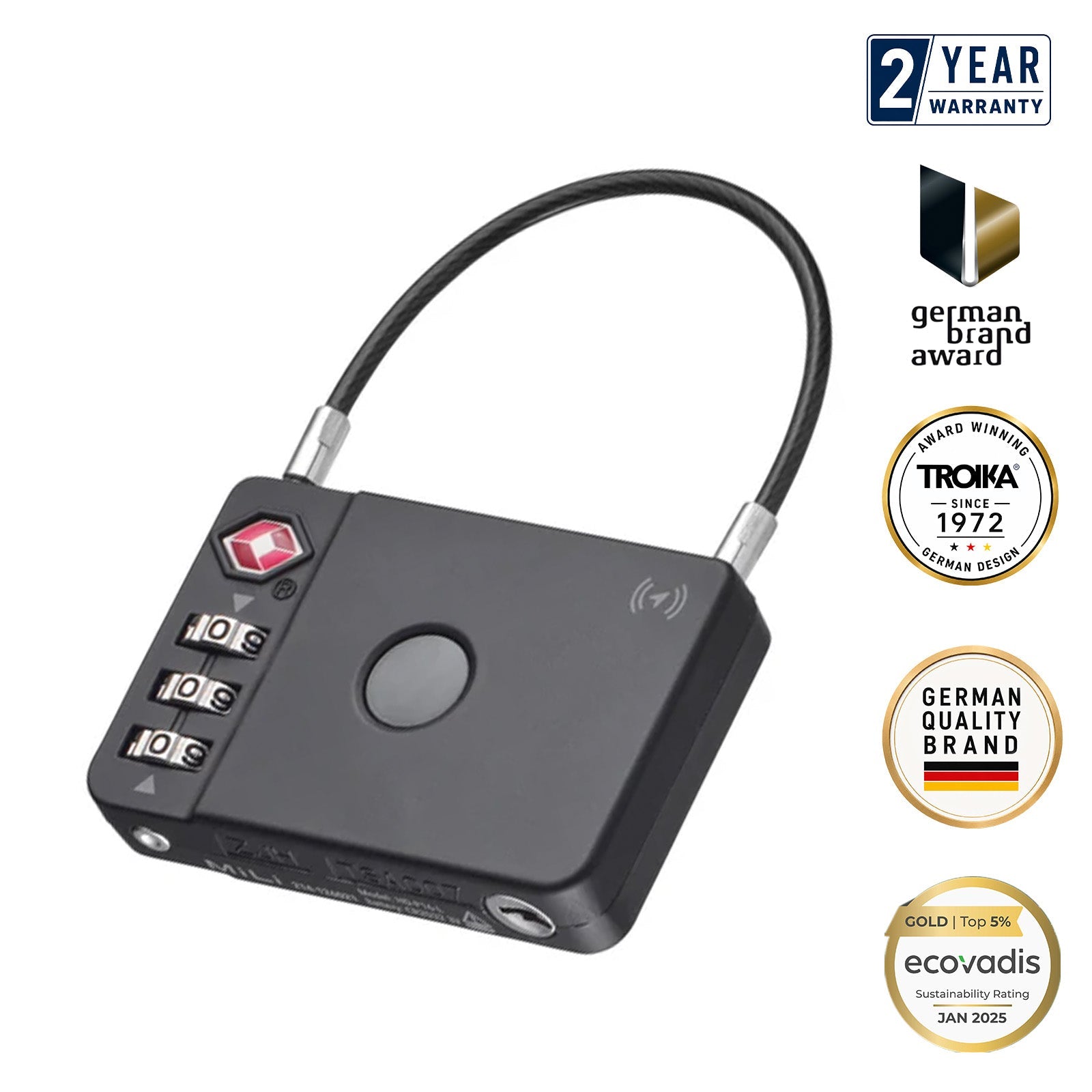 TROIKA Germany Apple Find My TSA Luggage Lock | Anti-Theft Travel Lock