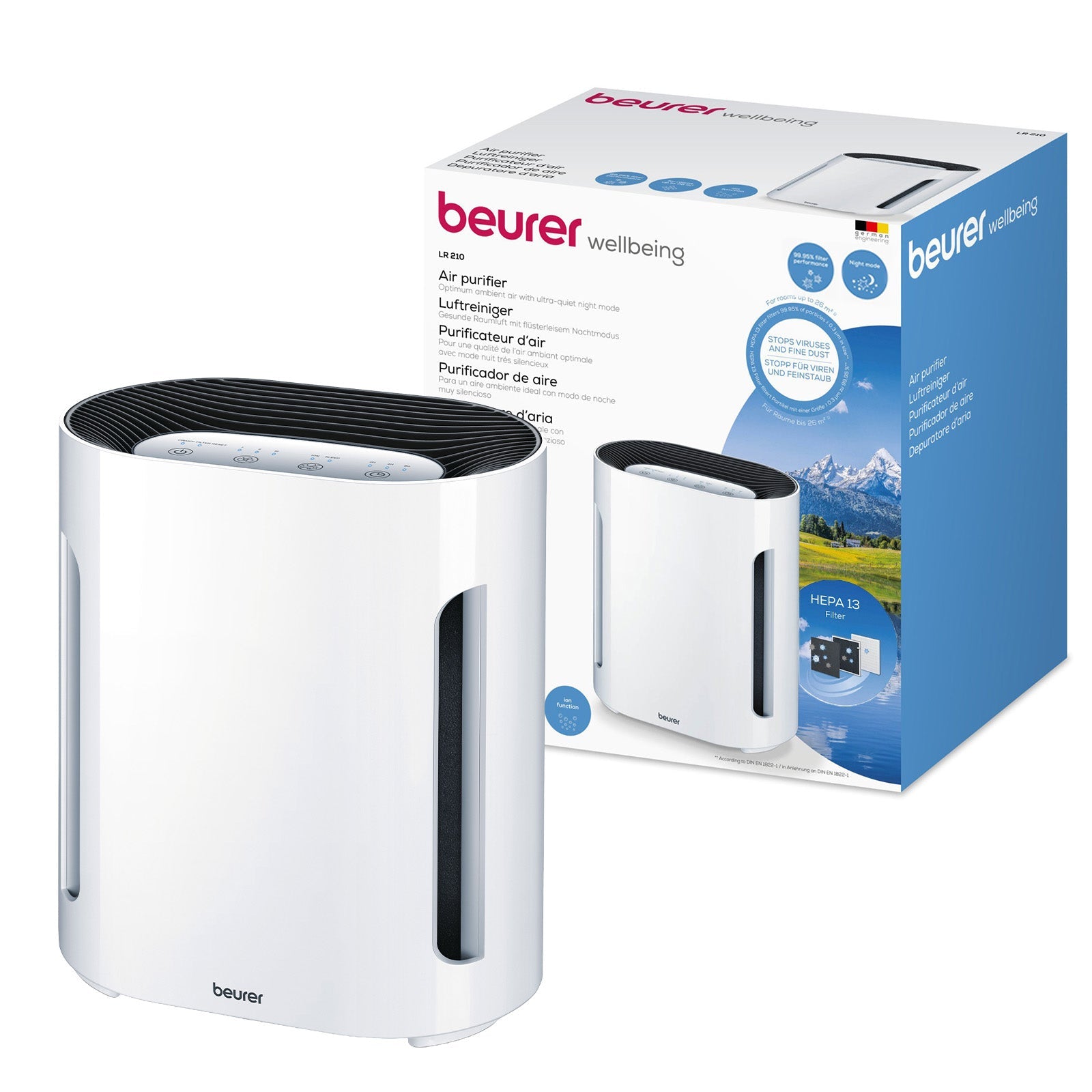 Beurer Germany LR 210 Air Purifier: 99.95% Cleaner Air for Allergy Sufferers. For Rooms up to 26m2
