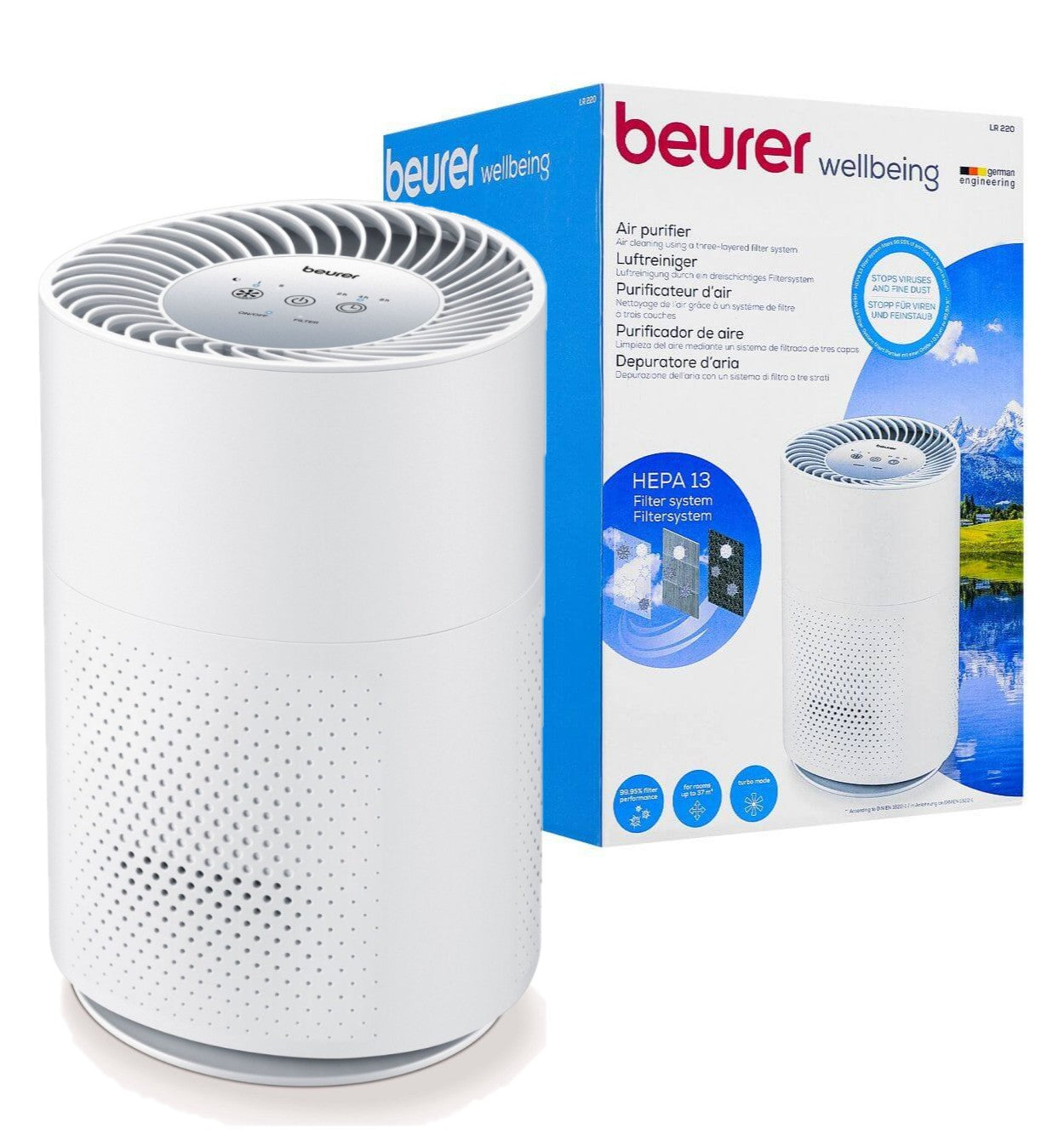 Beurer LR 220 Air Purifier | Clean Air for Allergy Sufferers | Filters Pollen, Dust & Bacteria | Rooms up to 37m²
