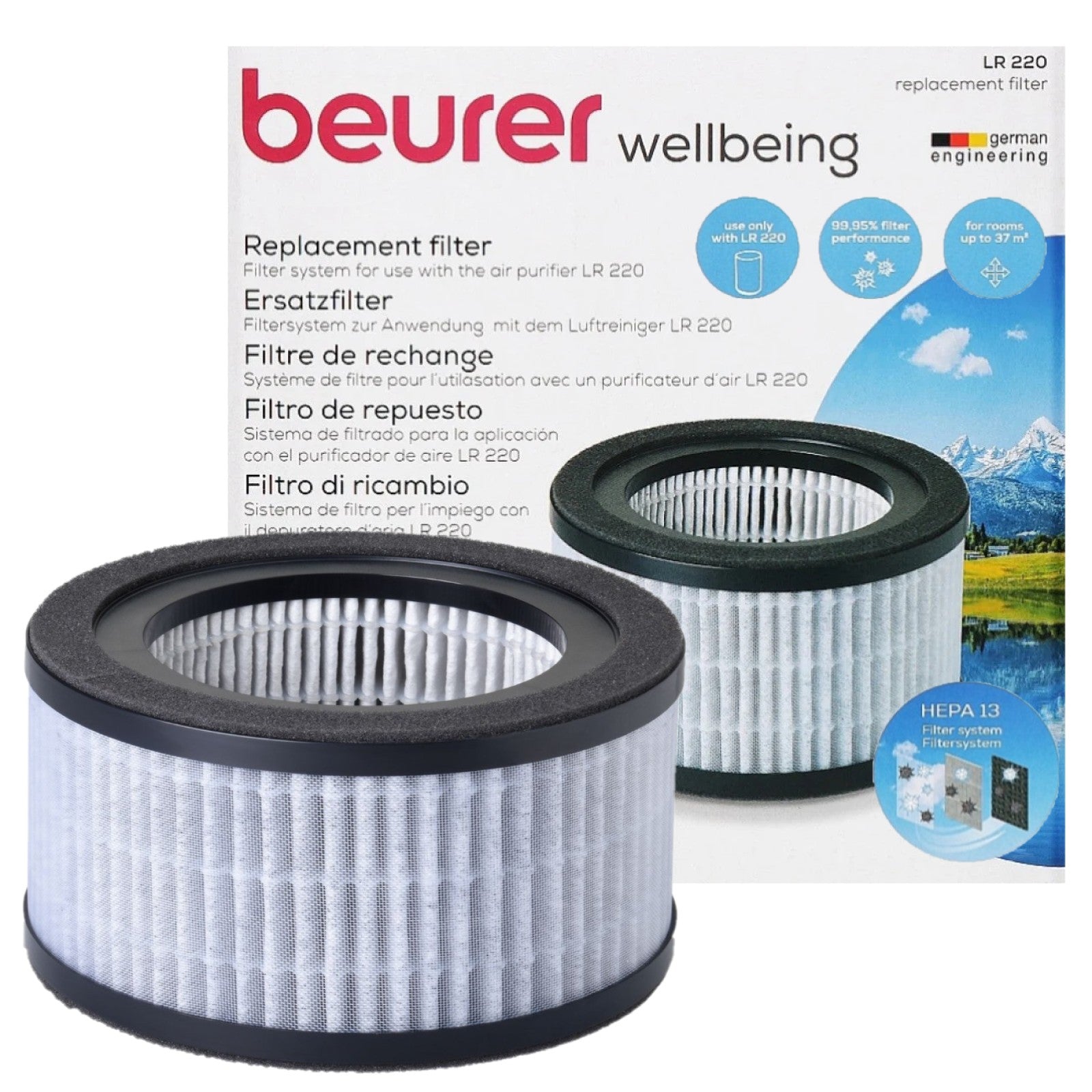 Beurer LR 220 Replacement Filter: 3-Layered HEPA 13 Filter for LR 220 Air Purifier