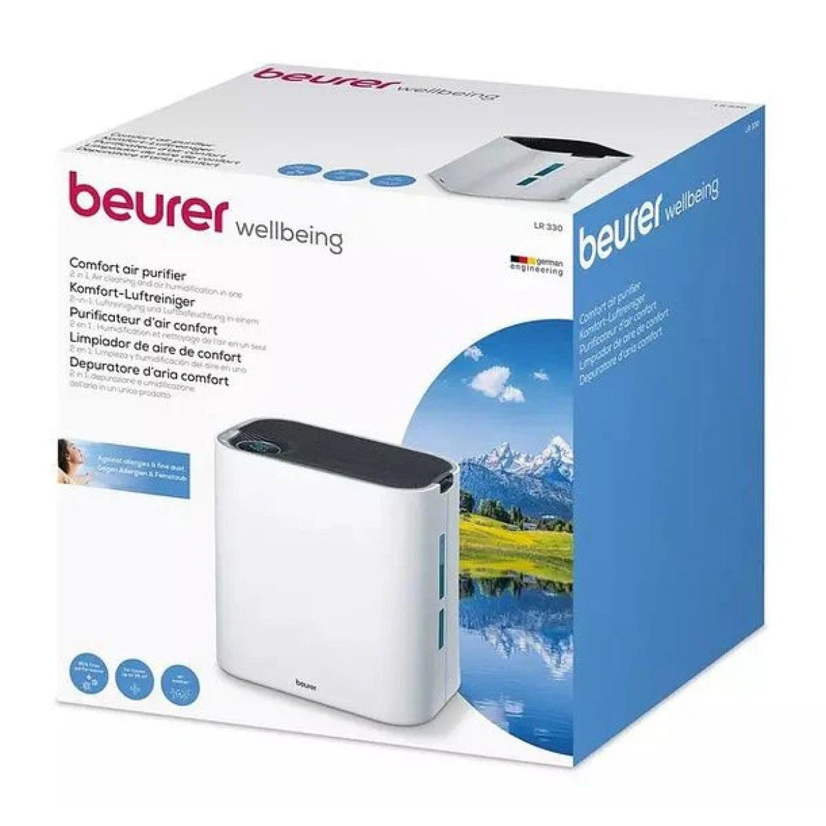 Beurer LR 330 2-in-1 Air Purifier & Humidifier | Filter Allergens, Dust, Pollen, Pet Hair & More | For Rooms Up To 35m²
