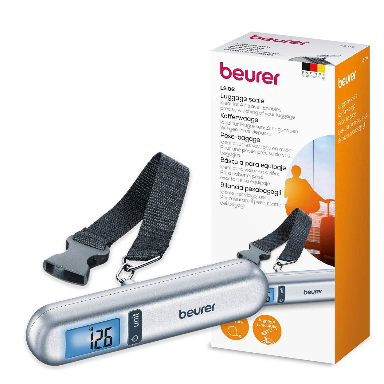 Beurer LS 06 Luggage Scale with Integrated Tape Measure | Small & Portable | Fits in Your Handbag | 40kg Capacity | 10g Precision
