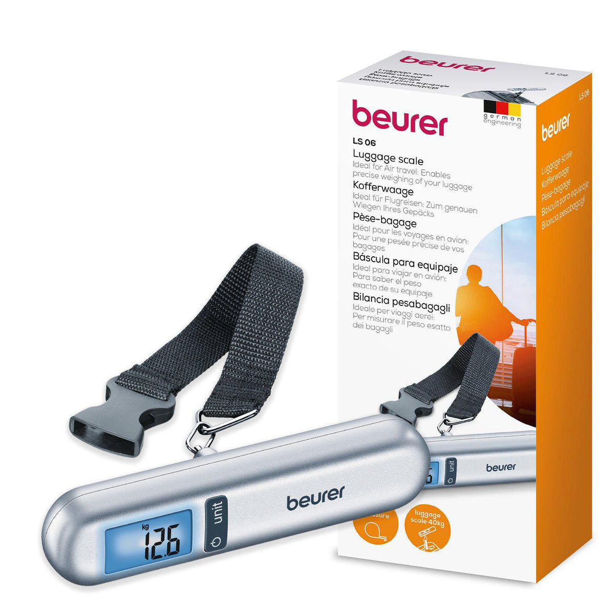 Beurer LS 06 Luggage Scale with Integrated Tape Measure | Small & Portable | Fits in Your Handbag | 40kg Capacity | 10g Precision