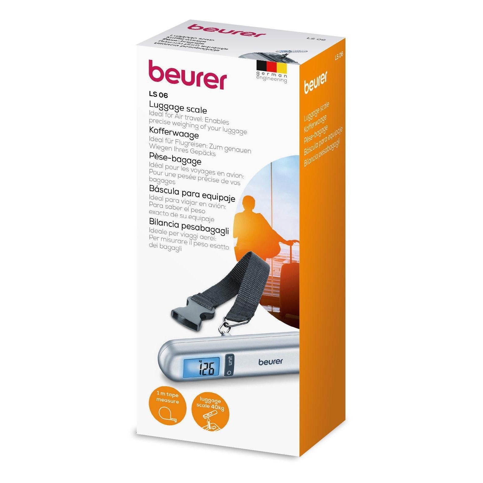 Beurer LS 06 Luggage Scale with Integrated Tape Measure | Small & Portable | Fits in Your Handbag | 40kg Capacity | 10g Precision