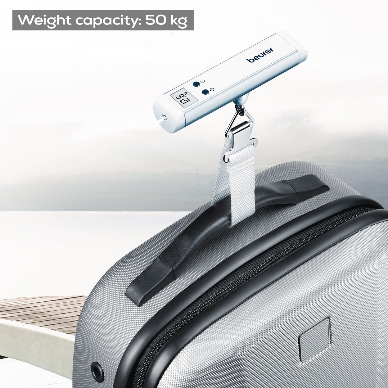 Beurer LS 10 Luggage Scale with Torch | Small & Portable | Fits in Your Handbag | 50kg Capacity | 50g Precision