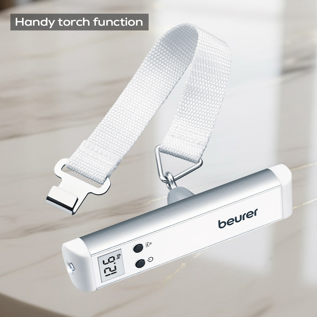 Beurer LS 10 Luggage Scale with Torch | Small & Portable | Fits in Your Handbag | 50kg Capacity | 50g Precision