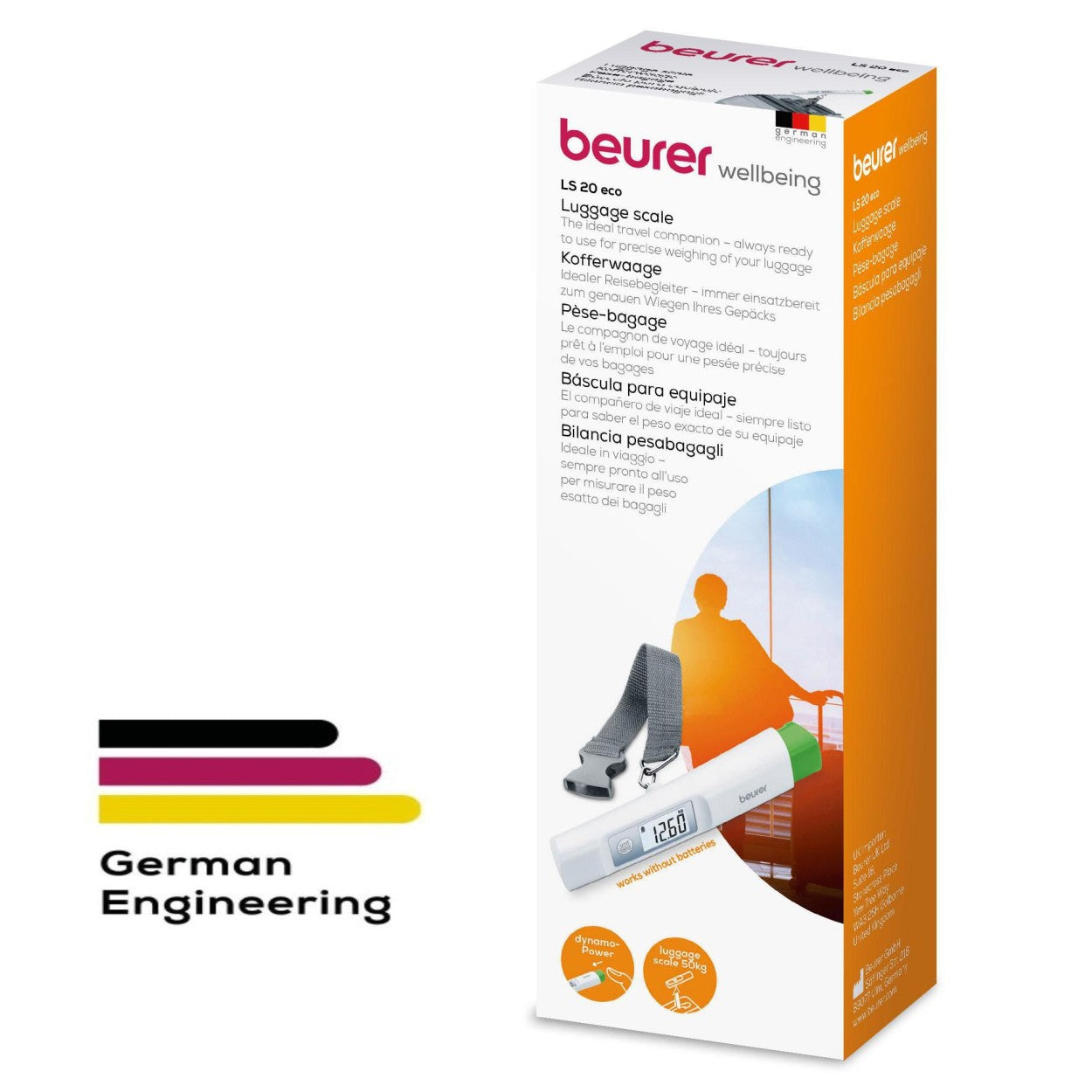 Beurer LS 20 ECO Luggage Scale | Small & Portable | Fits in Your Handbag | 50kg Capacity | 10g Precision | No Batteries Needed